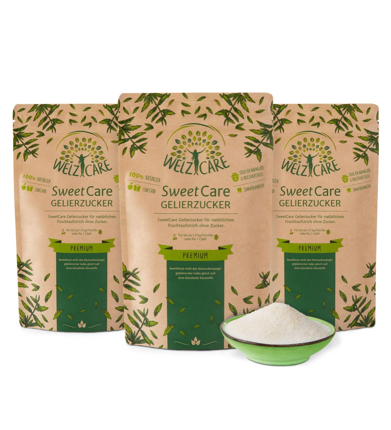 Sweetcare Premium Vegan Sugar Substitute - 100% Calorie-Free Low Carb with Erythritol & Stevia - Made in Germany - 200g (3 Pack) - Buy Online on GoSupps.com