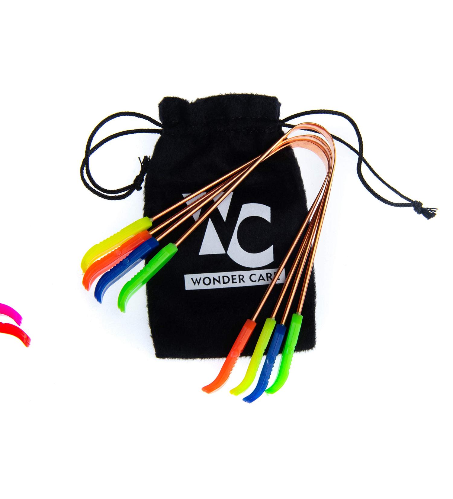 Wonder Care Yurveda Copper Tongue Cleaner Set - 4 Colored Ayurvedic Cleaners for Bad Breath Relief - Buy Online on GoSupps.com