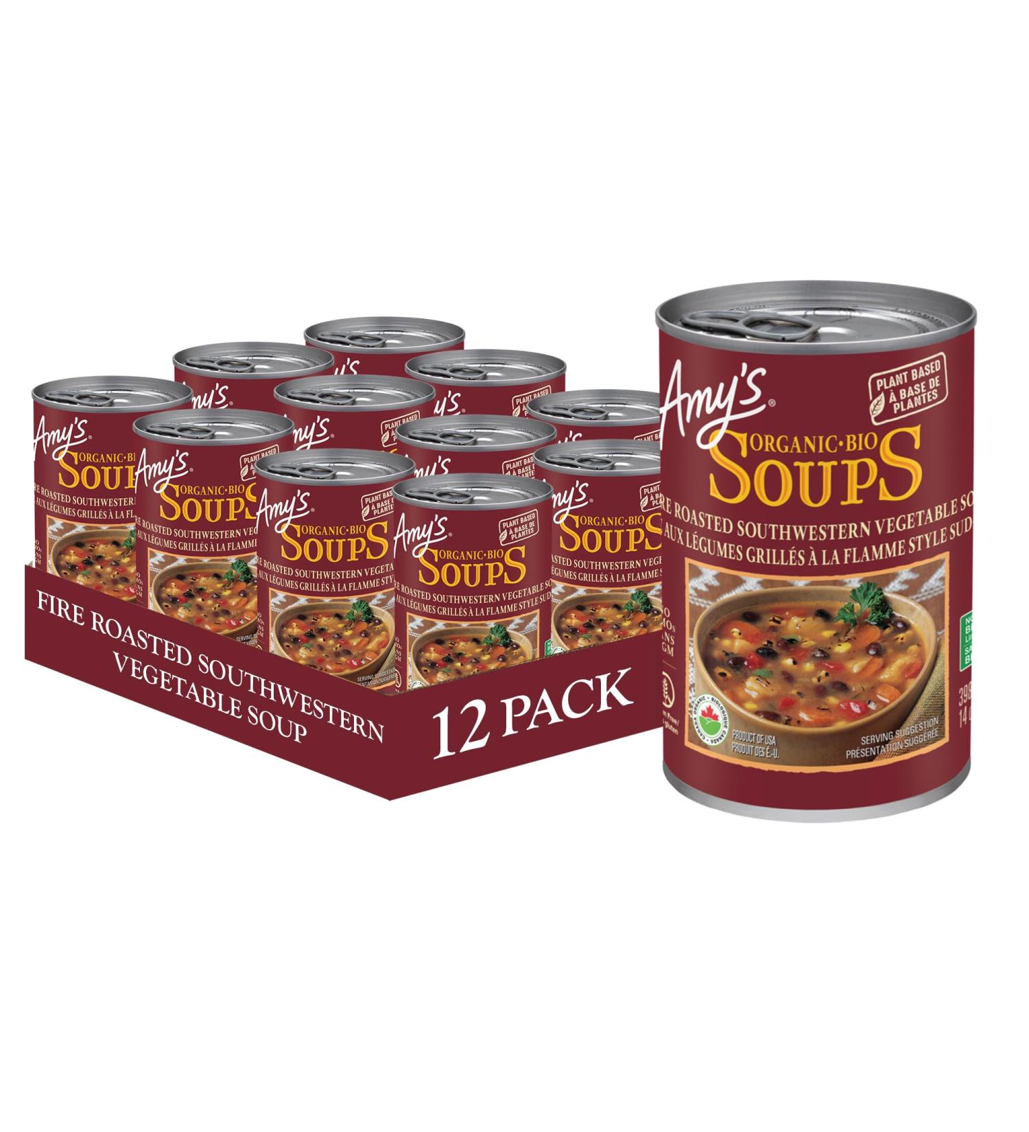 Amy s Kitchen Fire Roasted Southwestern Vegan Vegetable Soup Gluten-Free Dairy-Free Soy-Free Kosher Plant-Based 12-pack (398ml per can) - Buy Online on GoSupps.com