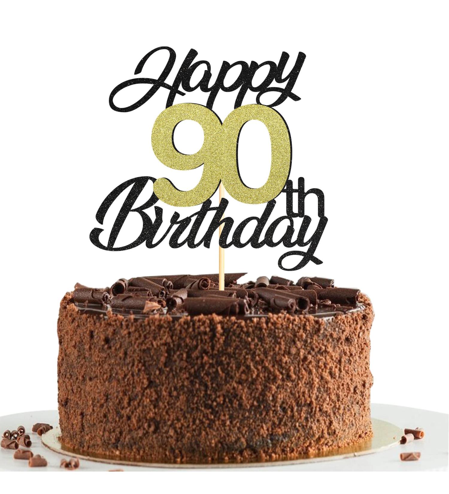 Shop Sumerk 90th Birthday Cake Attachments - Gold & Black Decorations Perfect for 90th Birthday Party - Buy Online on GoSupps.com
