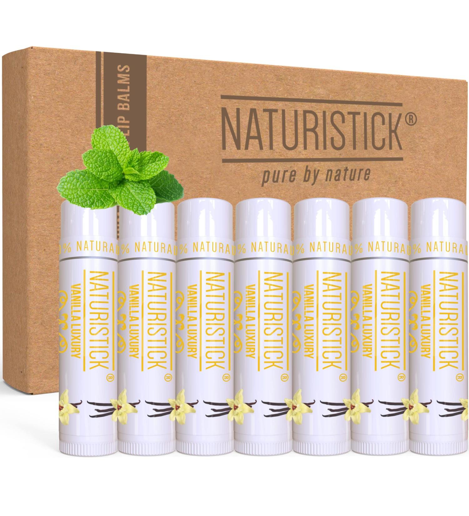 7-Pack Vanilla Lip Balm Gift Set by Naturistick - 100% Natural Beeswax Chapstick for Dry Lips, Made in USA - Buy Online on GoSupps.com