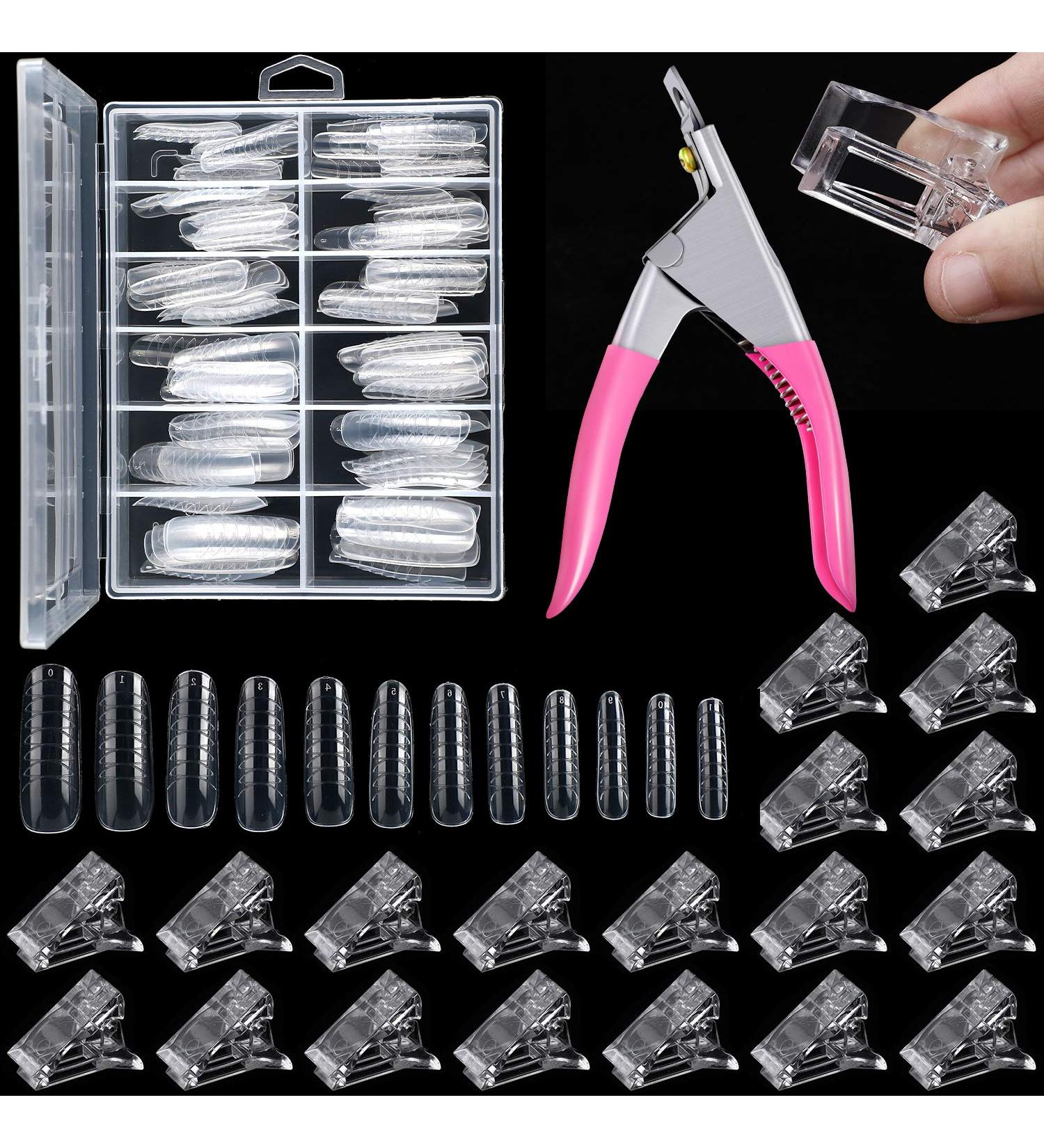 131 Piece Nail Tips Clip and Dual Nail Forms Set with Quick Building Nail Clip Extension Clamp - UV Acrylic Clear Nail Molds and Clipper Trimmer Included - Buy Online on GoSupps.com