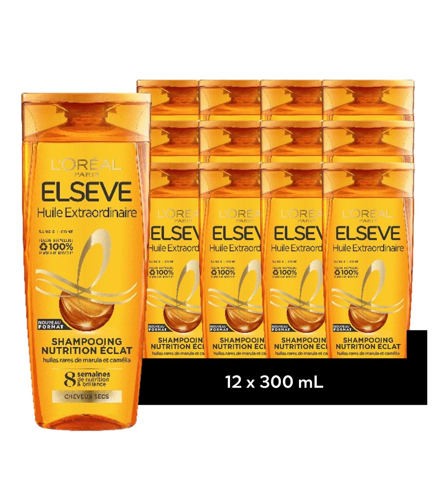  SET OF 12 L'Or al Paris Elseve Huile Extraordinaire Nourishing Radiance Shampoo with Rare Marula and Camellia Oils 300ml - Buy Online on GoSupps.com