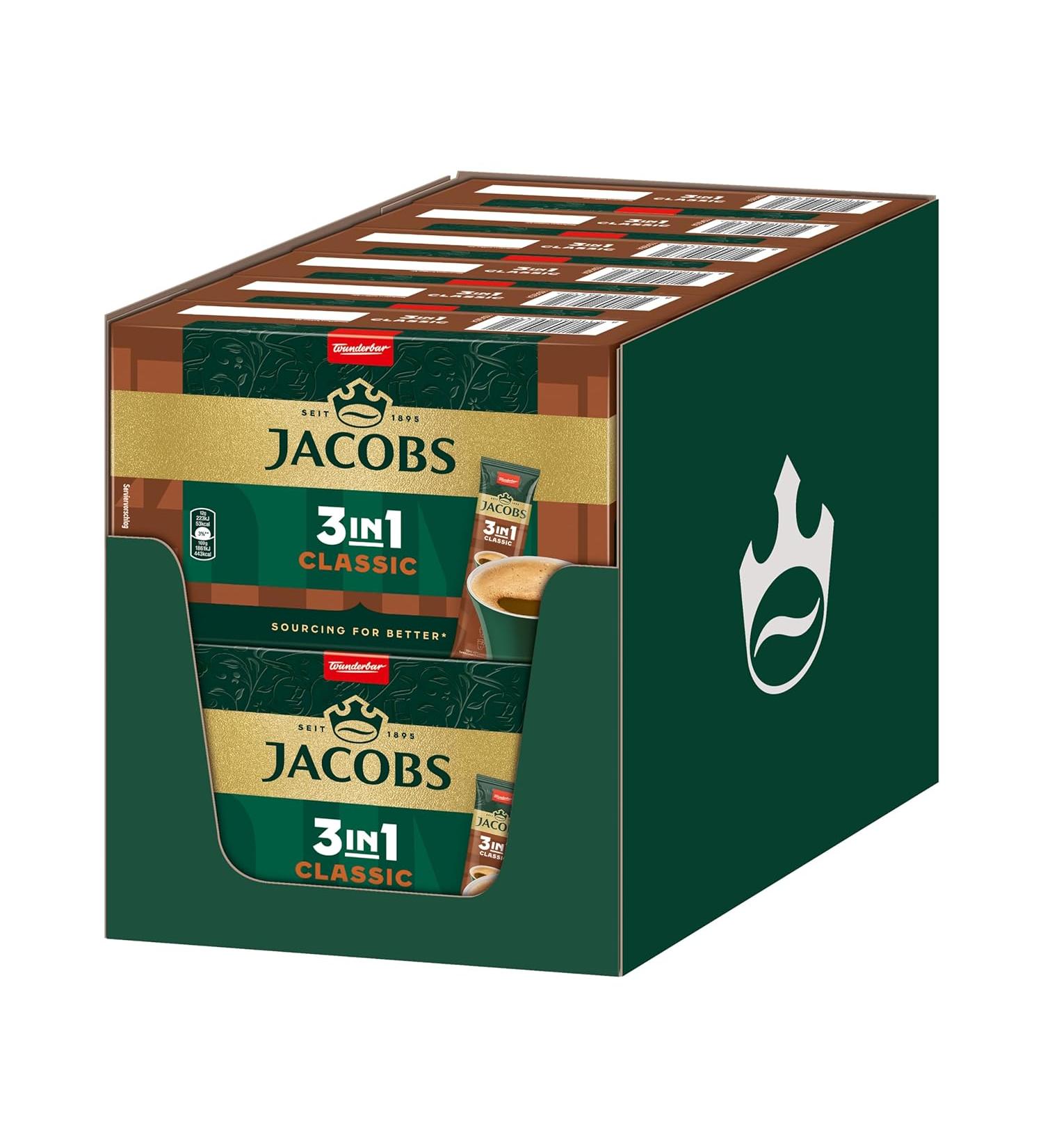 Jacobs coffee 3 in 1  CLASSIC instant coffee - Soluble Bean Coffee with Creamer and Sugar 12 x 10 drinks - 120 count - Buy Online on GoSupps.com