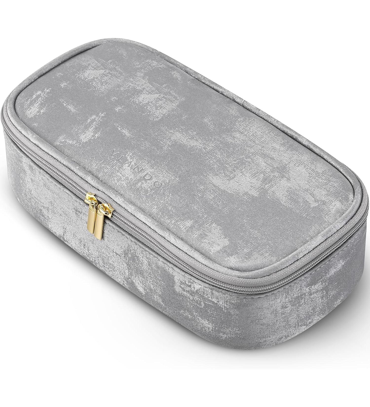 Vlando Travel Makeup Bag Small Pouch for Purse Portable Makeup & Accessories Cosmetics - Silver - Buy Online on GoSupps.com