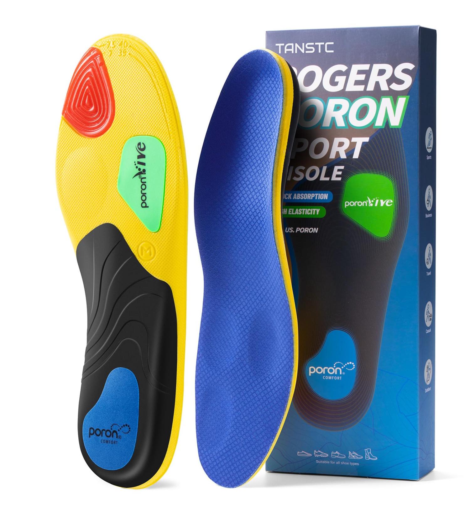 Plantar Fasciitis Orthotic Insoles for Men Women - Arch Support, Relieve Flat Feet & Heel Pain - Shock Absorption, Comfortable Inserts - Blue/Yellow - Size L (10.5-11.5) 275mm-285mm - Buy Online on GoSupps.com