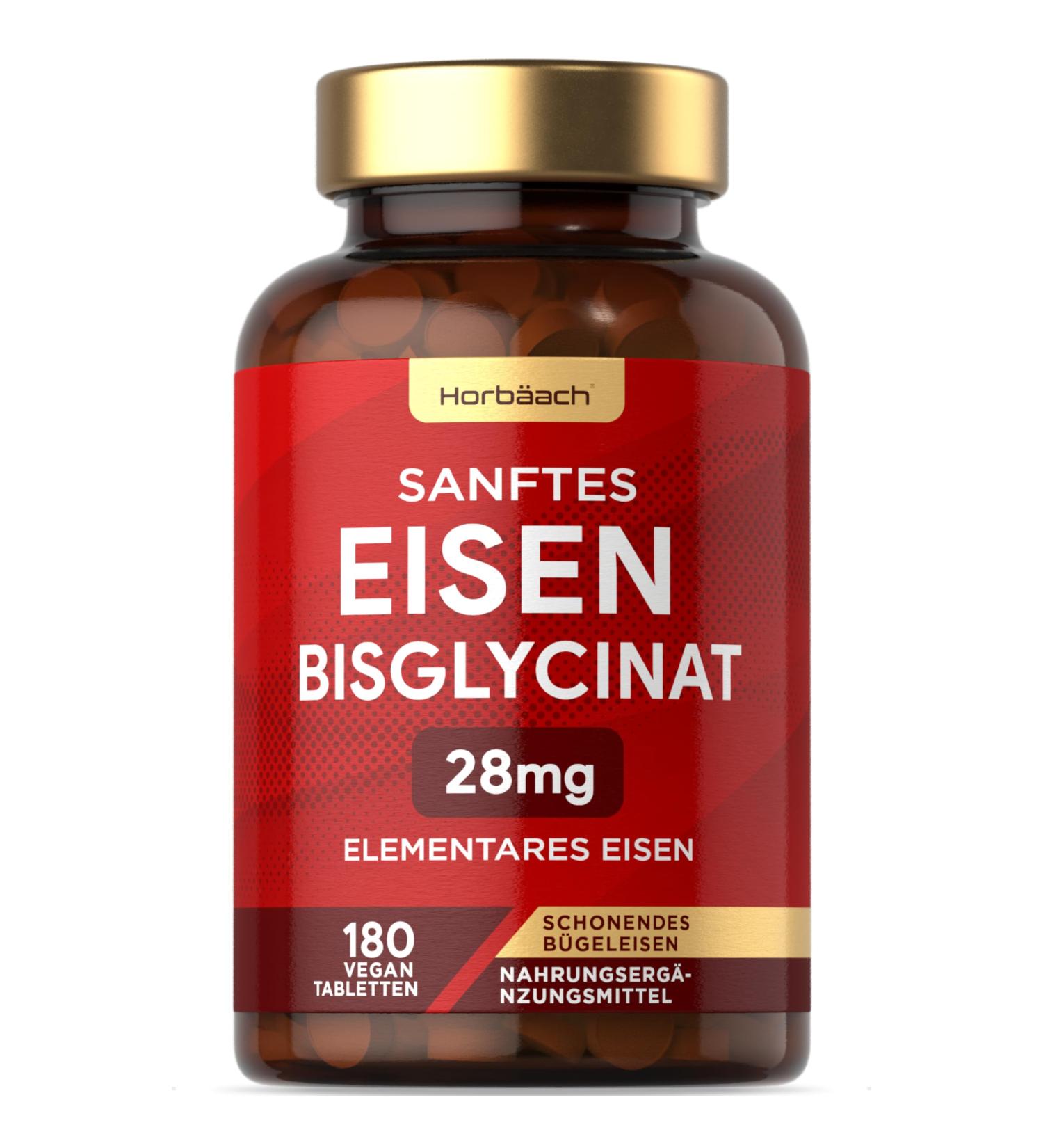 Iron Tablets High Dose 28 mg - 180 Vegan Iron Bisglycinate Tablets for Energy Support | Horbaach - Buy Online on GoSupps.com