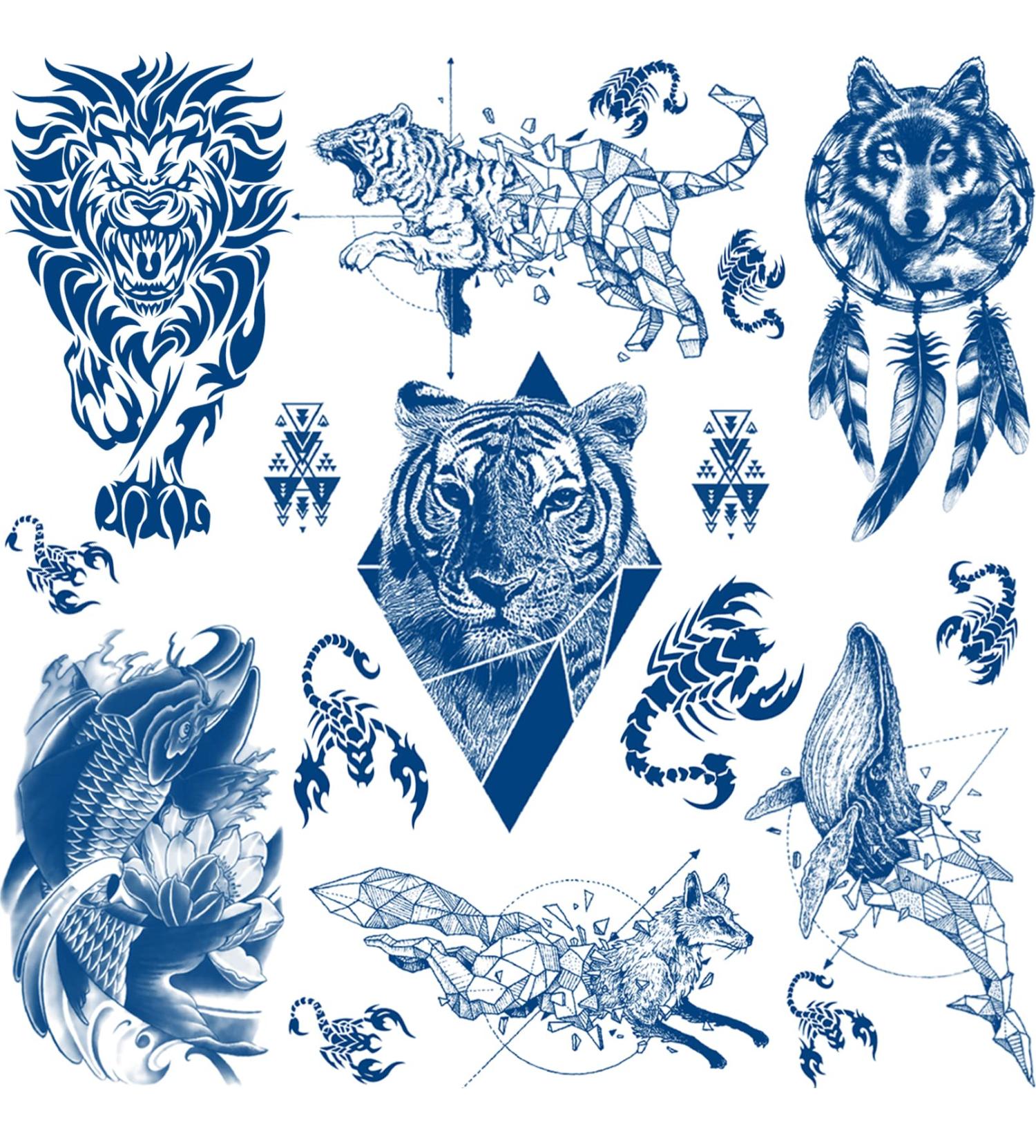 Realistic Semi-Permanent Tattoo Stickers for Men & Boys | Waterproof & Long-Lasting | 6 Sheets Christmas Gift 01 - Buy Online on GoSupps.com