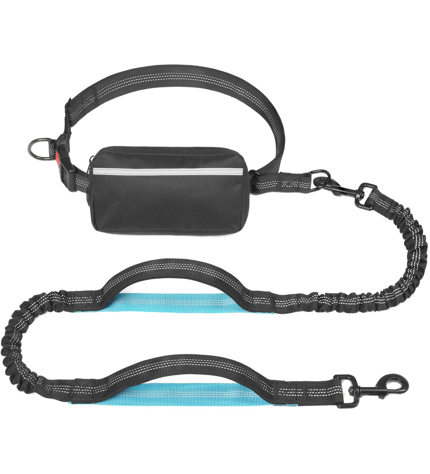 iYoShop Hands Free Dog Leash with Zipper Pouch - Dual Padded Handles, Durable Bungee for Walking, Jogging, Running - Medium/Large Black - Buy Online on GoSupps.com