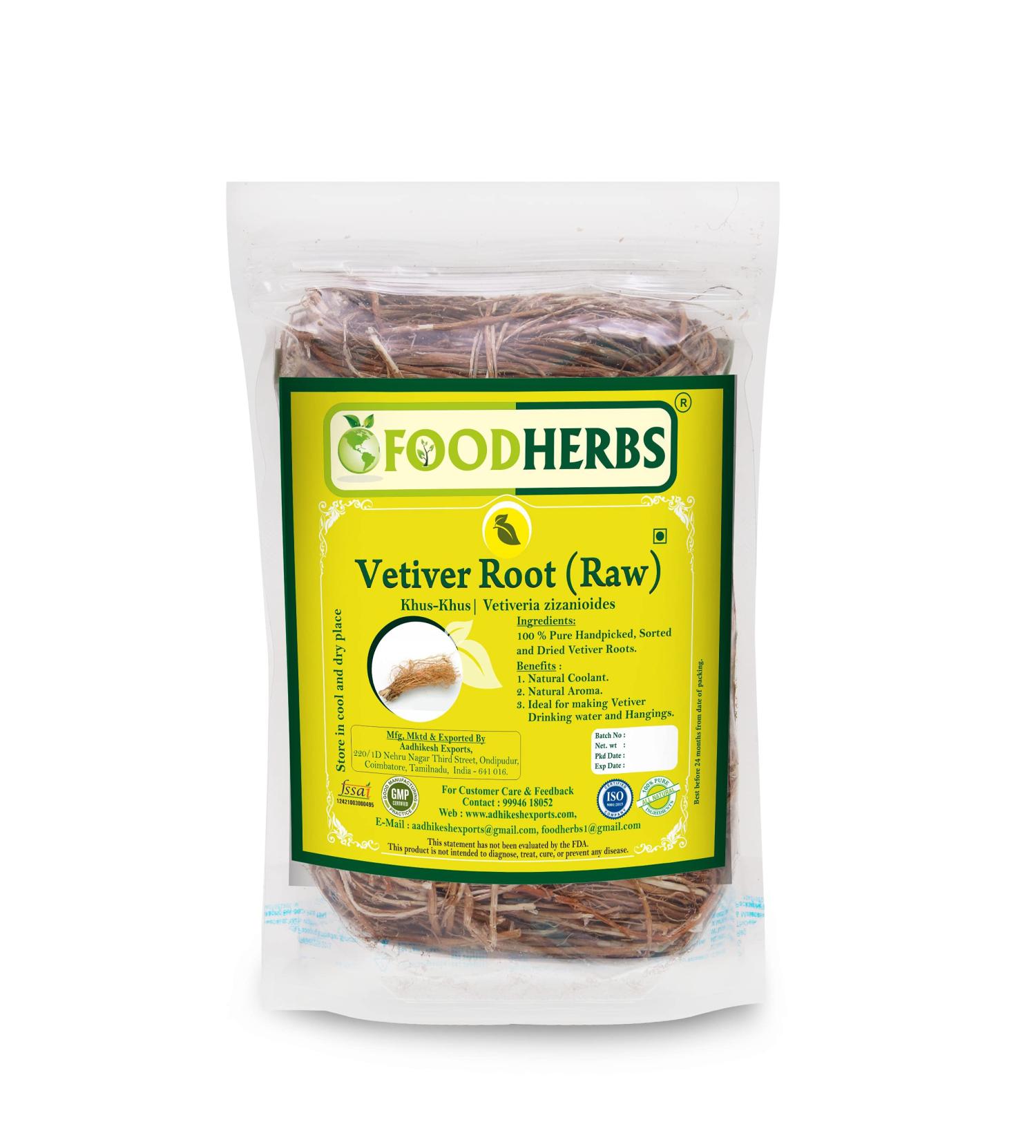 Foodherbs Dried Vetiver Roots 50g - Natural Coolant | Khus Khus | Vetiveria Zizanoides | Lavancha | Ramacham - Buy Online on GoSupps.com