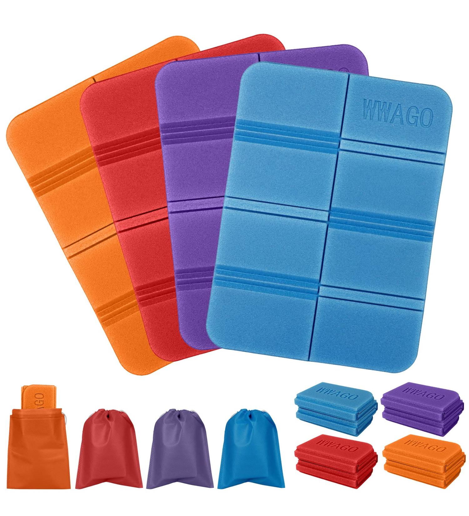 EEEKit 4 Pack Camping Cushion Seat 15x11inch Foam Hiking Seat Pad Foldable Sitting Mat Waterproof EVA Foam Sitting Pad for Backpacking Outdoor Picnic Mountaineering Stadium Travel for Adults Kids Orange Red Purple Blue - Buy Online on GoSupps.com