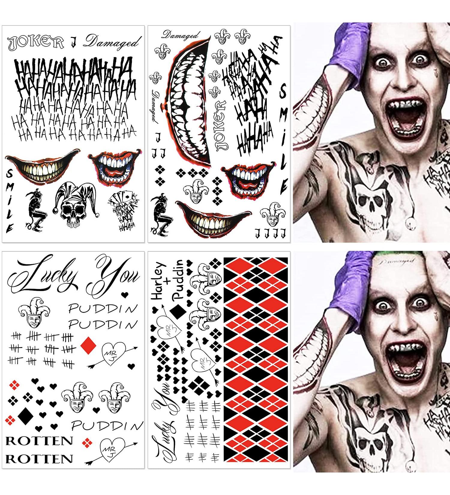 Halloween Temporary Tattoos Stickers Set - 4 Large HQ Tattoos for Face, Waist, Leg, Hand - Halloween Makeup Cosplay Accessories for Women, Men, Kids - Fake Tattoos for Halloween Party Favors - Buy Online on GoSupps.com