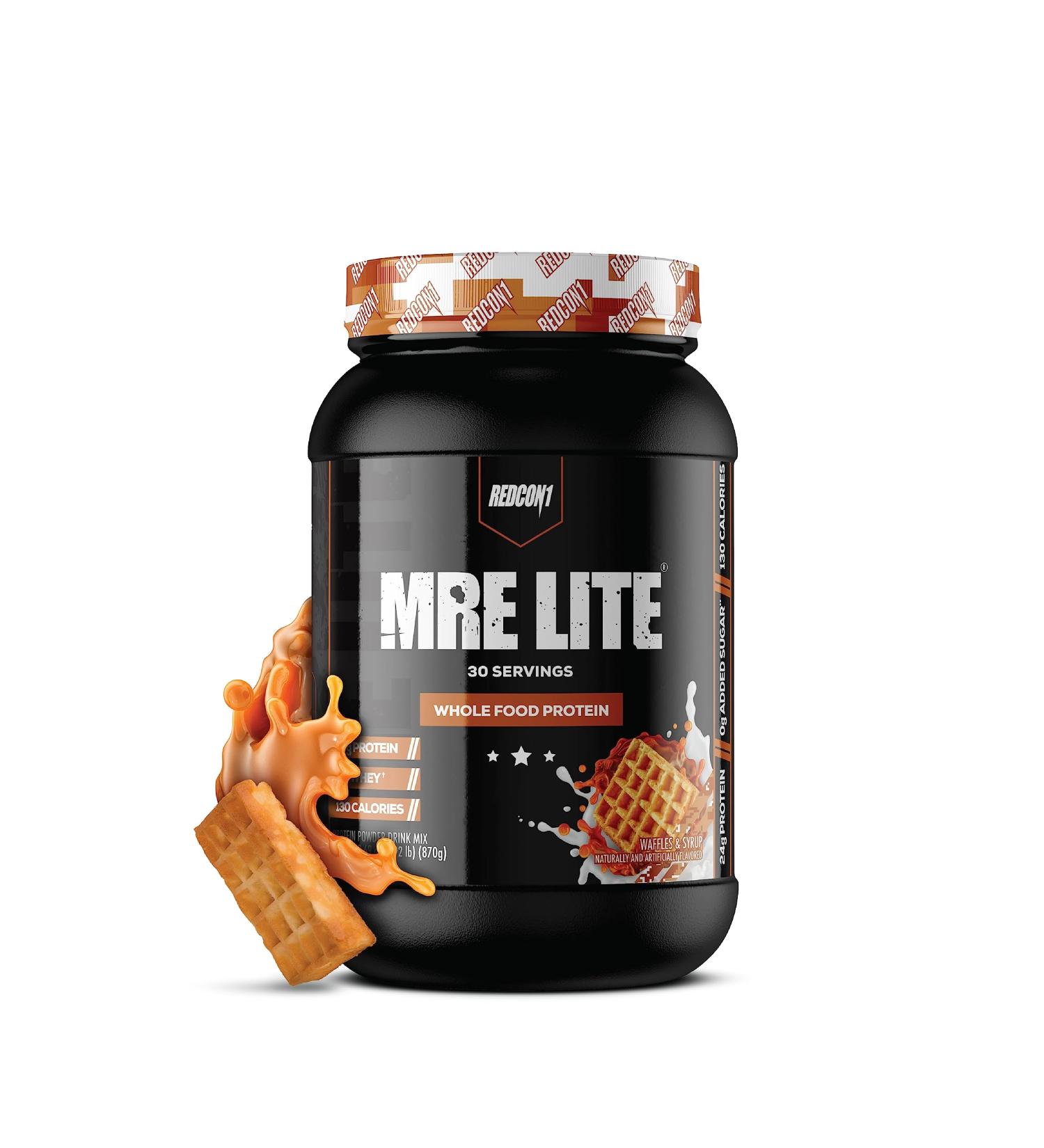 REDCON1 MRE LITE Whole Food Protein Powder | 24g Protein 4g Carbs 130 Calories No Added Sugar | No Whey Protein Bloat Free Easy Digesting Protein Powder | 30 Servings (Waffles & Syrup) - Buy Online on GoSupps.com