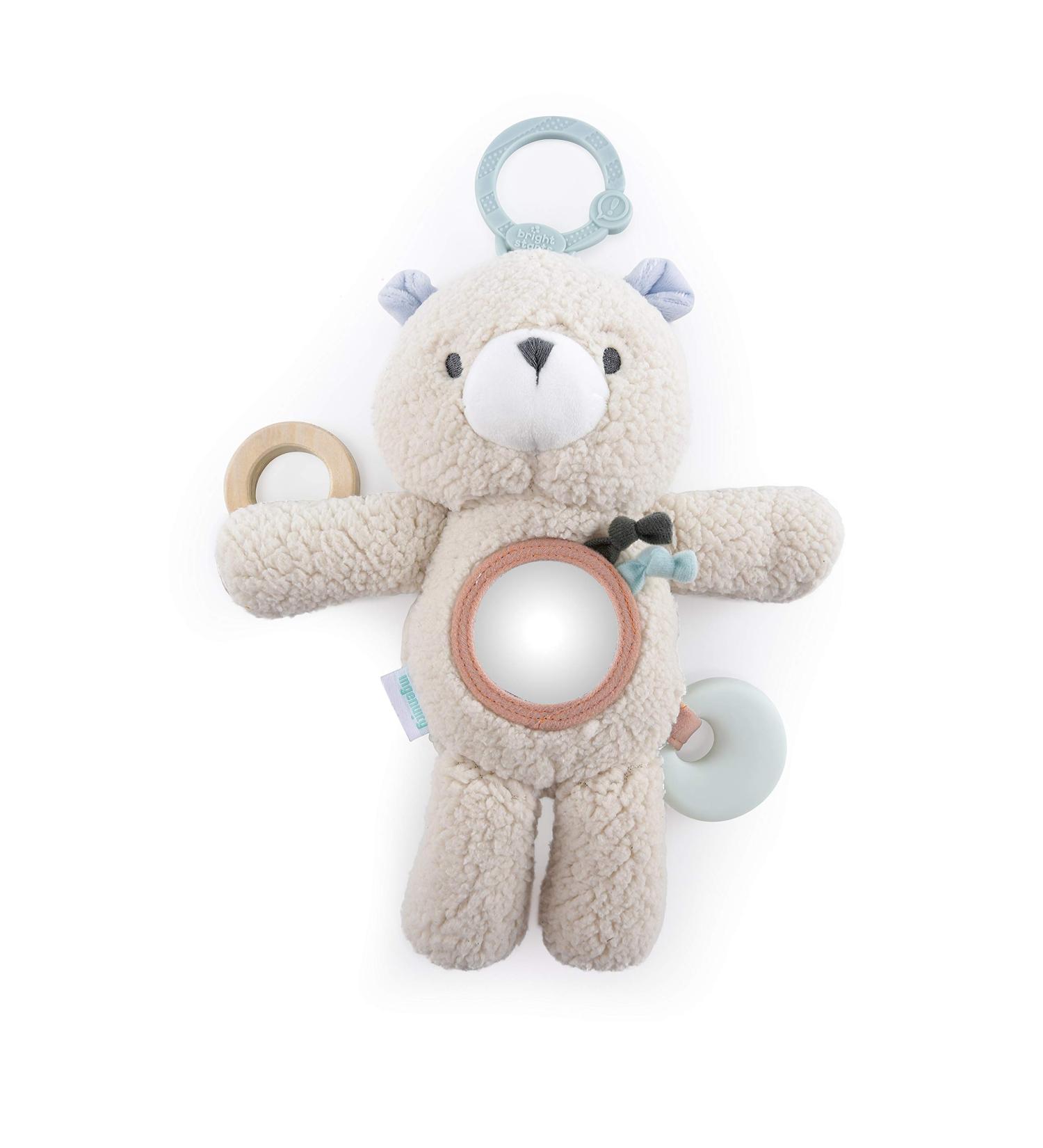 Ingenuity Nate the Teddy Bear Travel Activity Toy - Soft Plush with Wooden Teethers | For Newborns & Up - Buy Online on GoSupps.com
