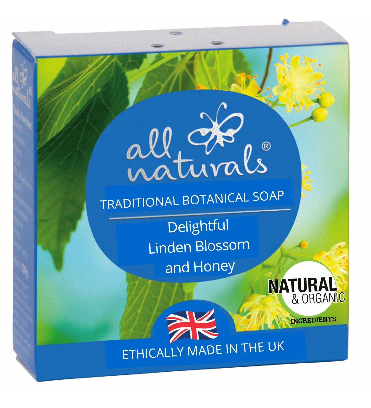 All Naturals Soap 100% Natural Organic & Vegan with Soothing Rosehip Shea Butter Beautiful Essential Oils for Sensitive Skin 100g (Linden Blossom) - Buy Online on GoSupps.com