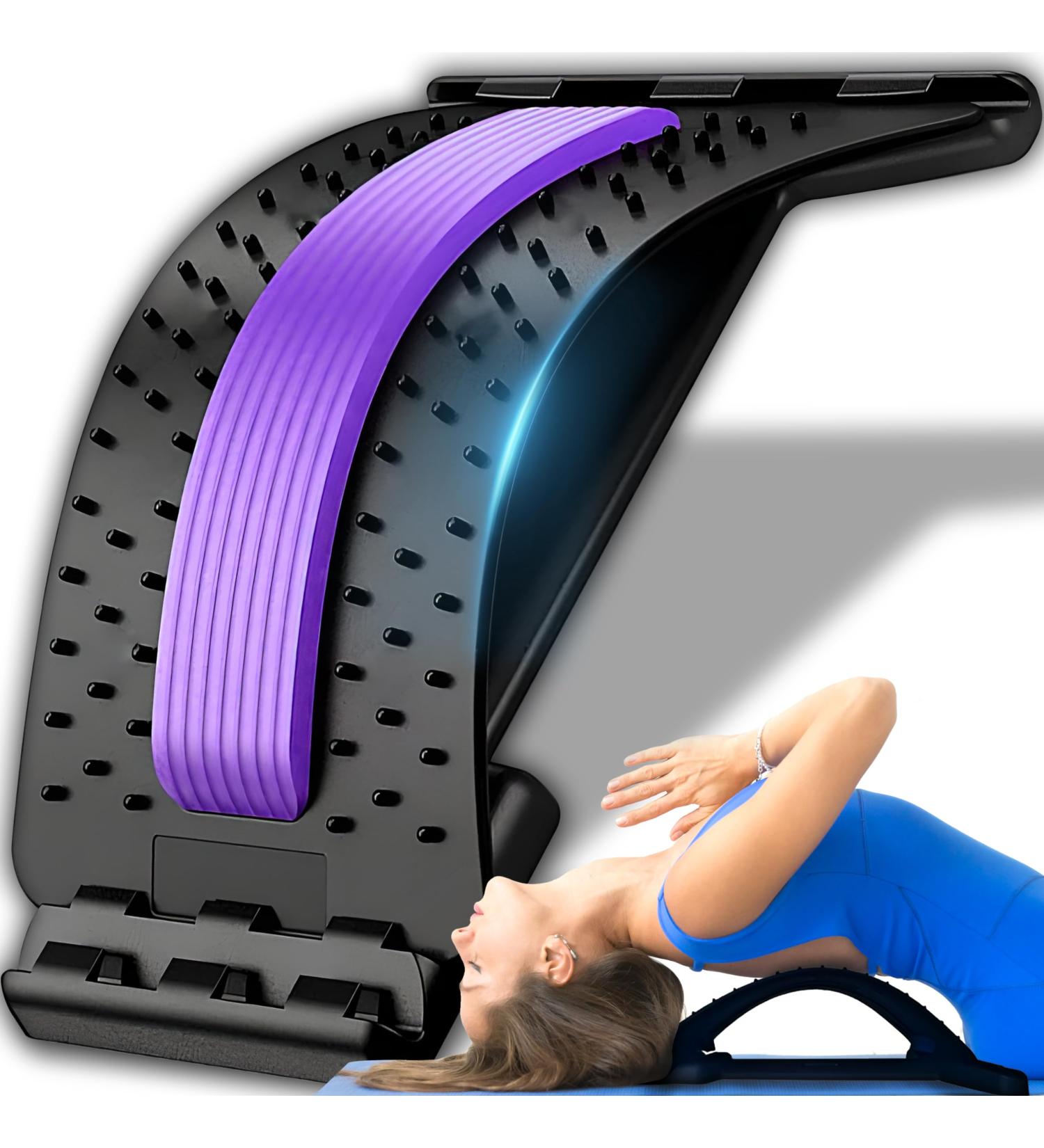 Retoo Back Extensor Massage Device - Lower & Upper Lumbar Spine Pain Relief Stretcher Trainer - Purple - Buy Online on GoSupps.com