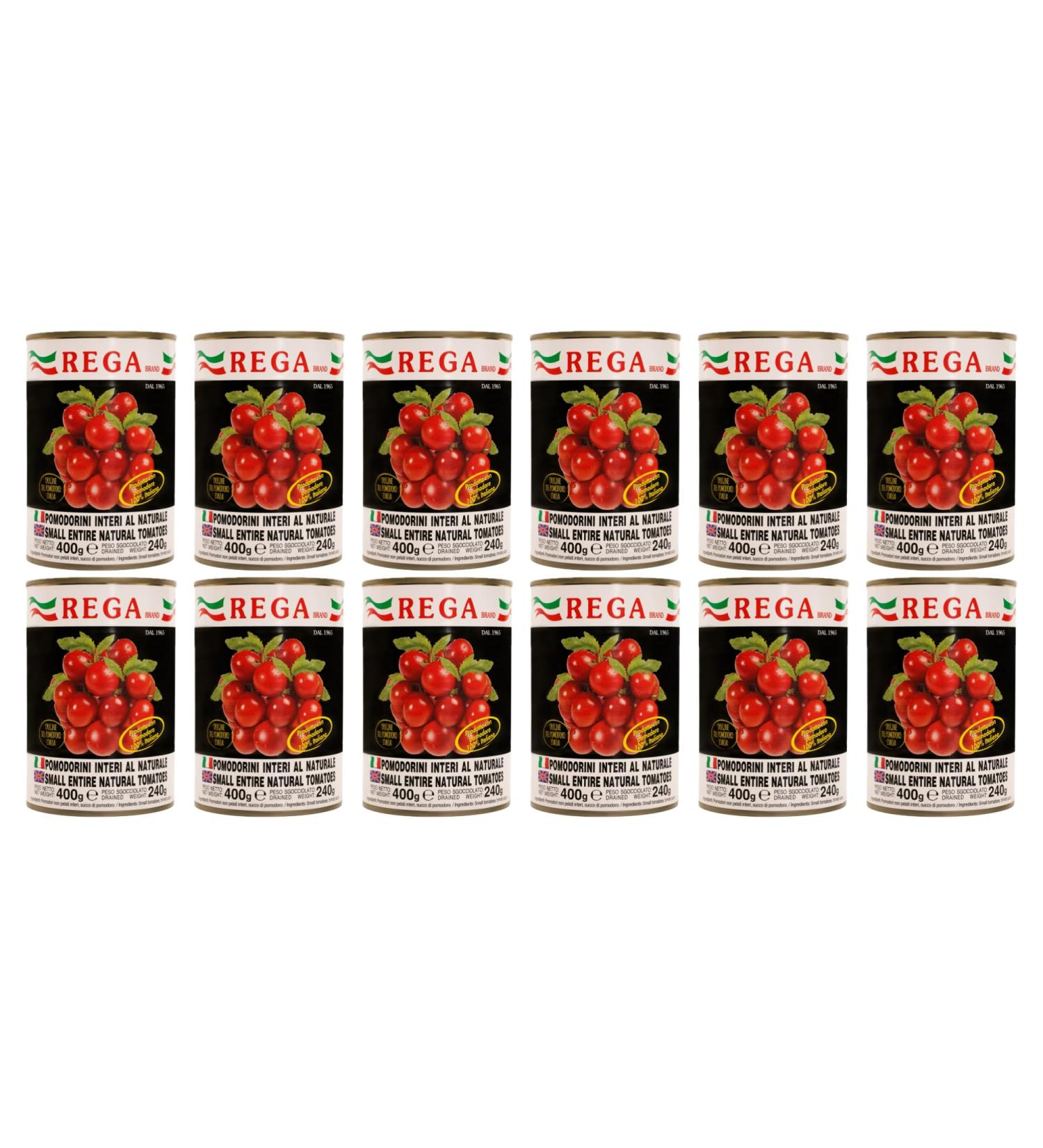 Rega - Tinned Cherry Tomatoes - 12 x 400g - Premium Italian Cherry Toamtoes