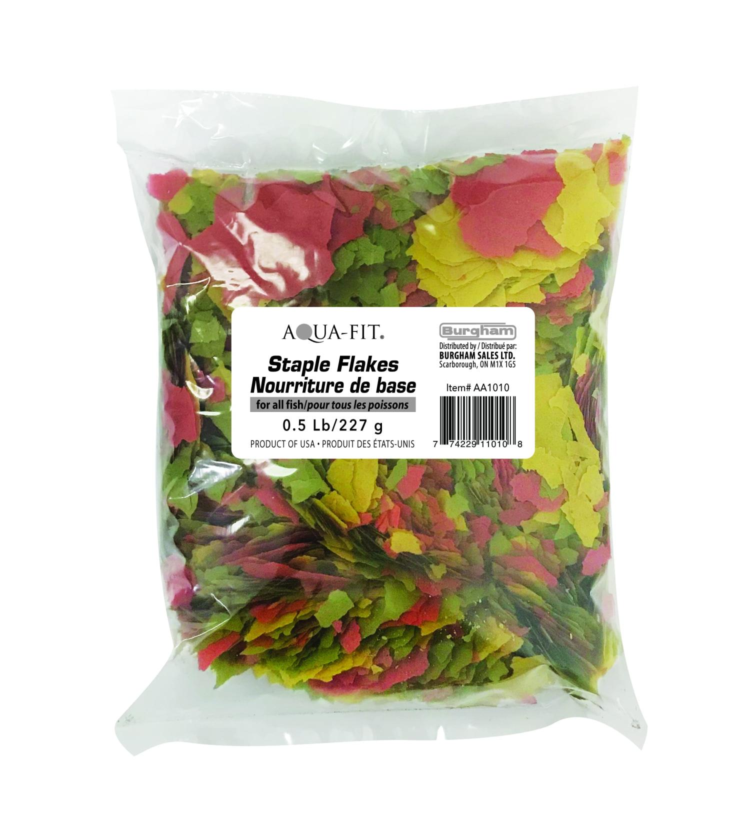 Burgham Aqua-Fit Tropical Fish Flake Food Staple Diet Tropical Flakes A Complete and Nutritionally Balanced Diet for All Aquarium Fish (1/2 LB)