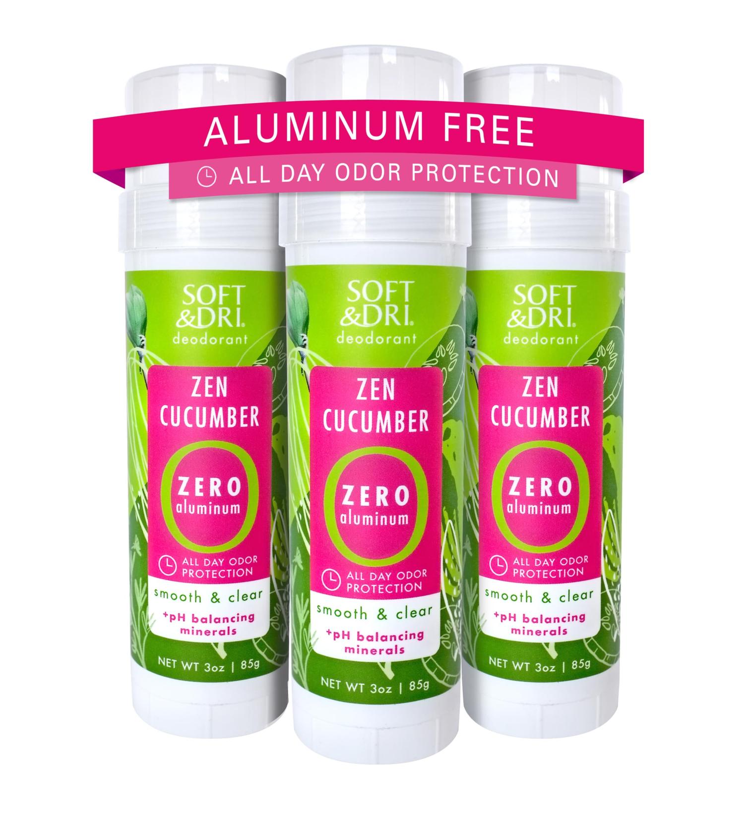 Soft & Dri Zen Cucumber Aluminum Free Deodorant 3 oz Smooth and Clear Stick pH Balancing Minerals 3 Pack Zen Cucumber 3 Ounce (Pack of 3) - Buy Online on GoSupps.com