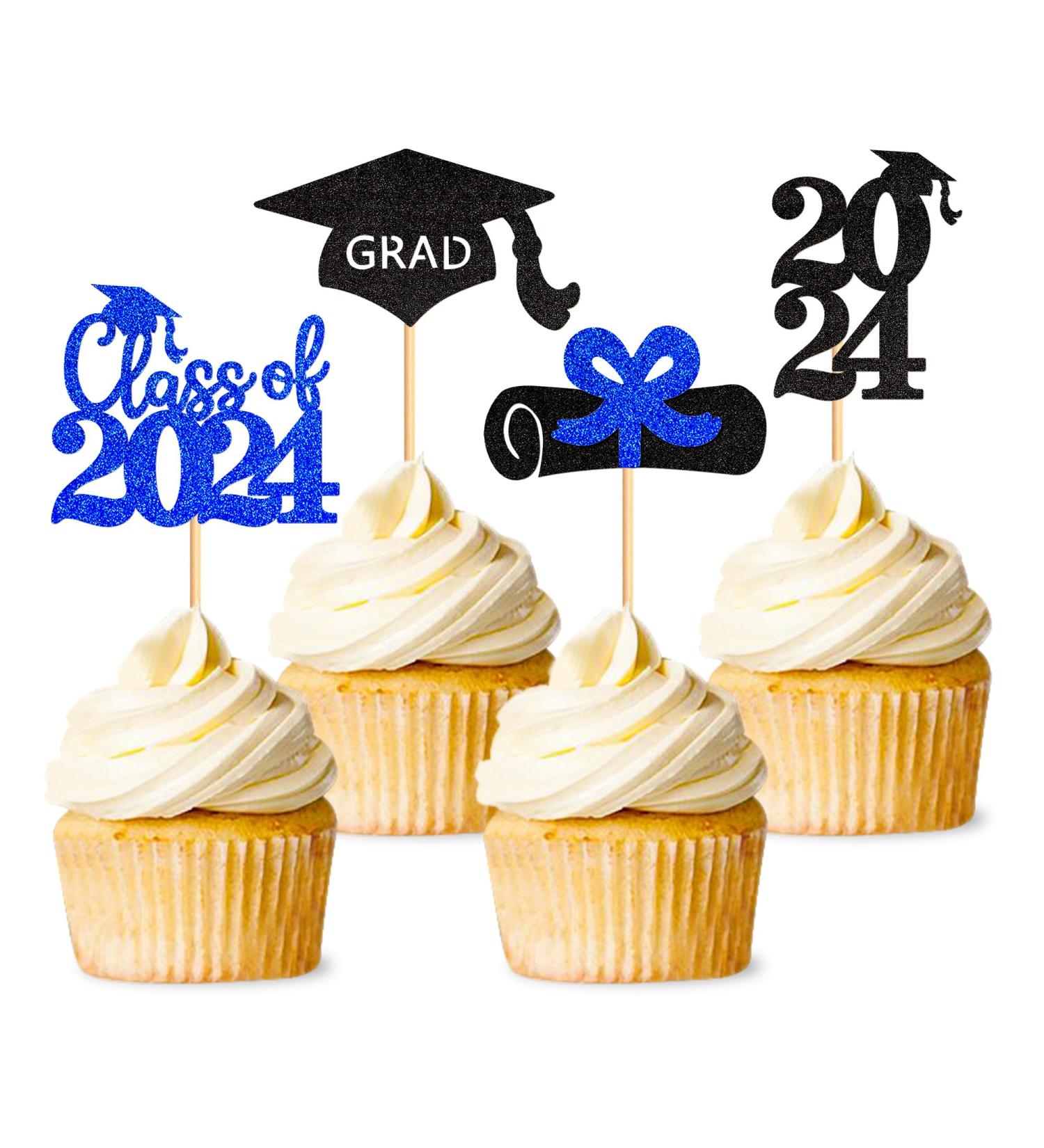 Ercadio 48 Pack 2023 Graduation Cupcake Toppers Black Blue Glitter Grad Cap Diploma Class of 2023 Cupcake Picks for 2023 Graduation Theme Party Cake Decorations Supplies B-grad Blue - Buy Online on GoSupps.com
