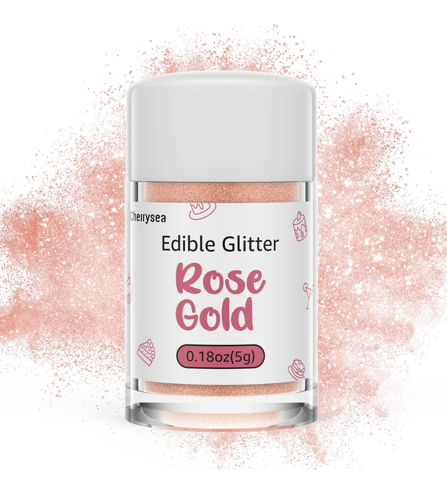 Edible Glitter Cake Glitter Drink Glitter Edible Dust  Edible Sparkles for Food Cupcakes Cookies Candy Sugar Pops Kosher Halal Certified Food Grade Coloring for Wines Cocktails Champagne Beverages - Rose Gold 1-Rose Gold - Buy Online on GoSupps.com