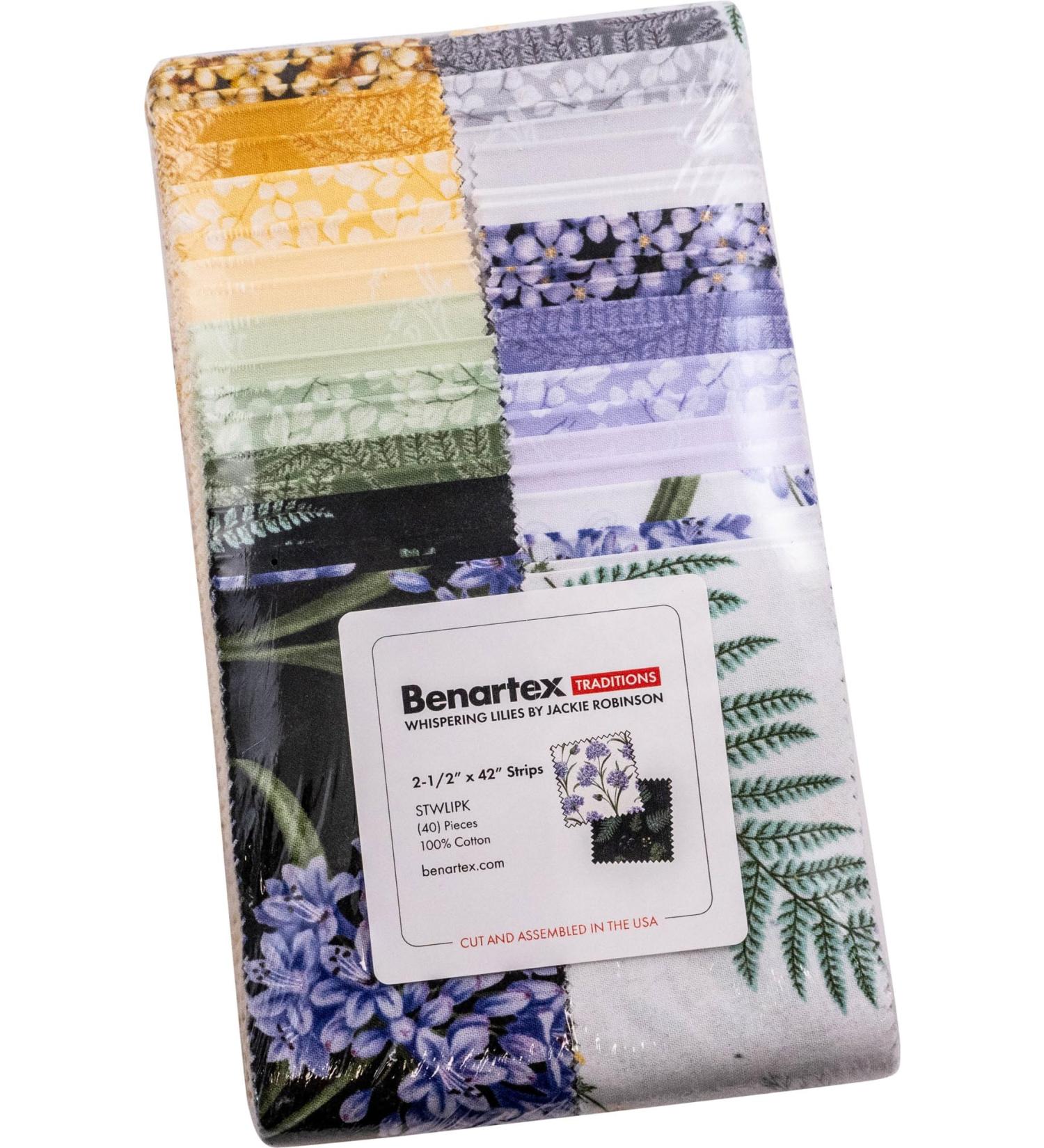 Jackie Robinson Whispering Lilies Strip-Pies 40 2.5-inch Strips Jelly Roll Benartex