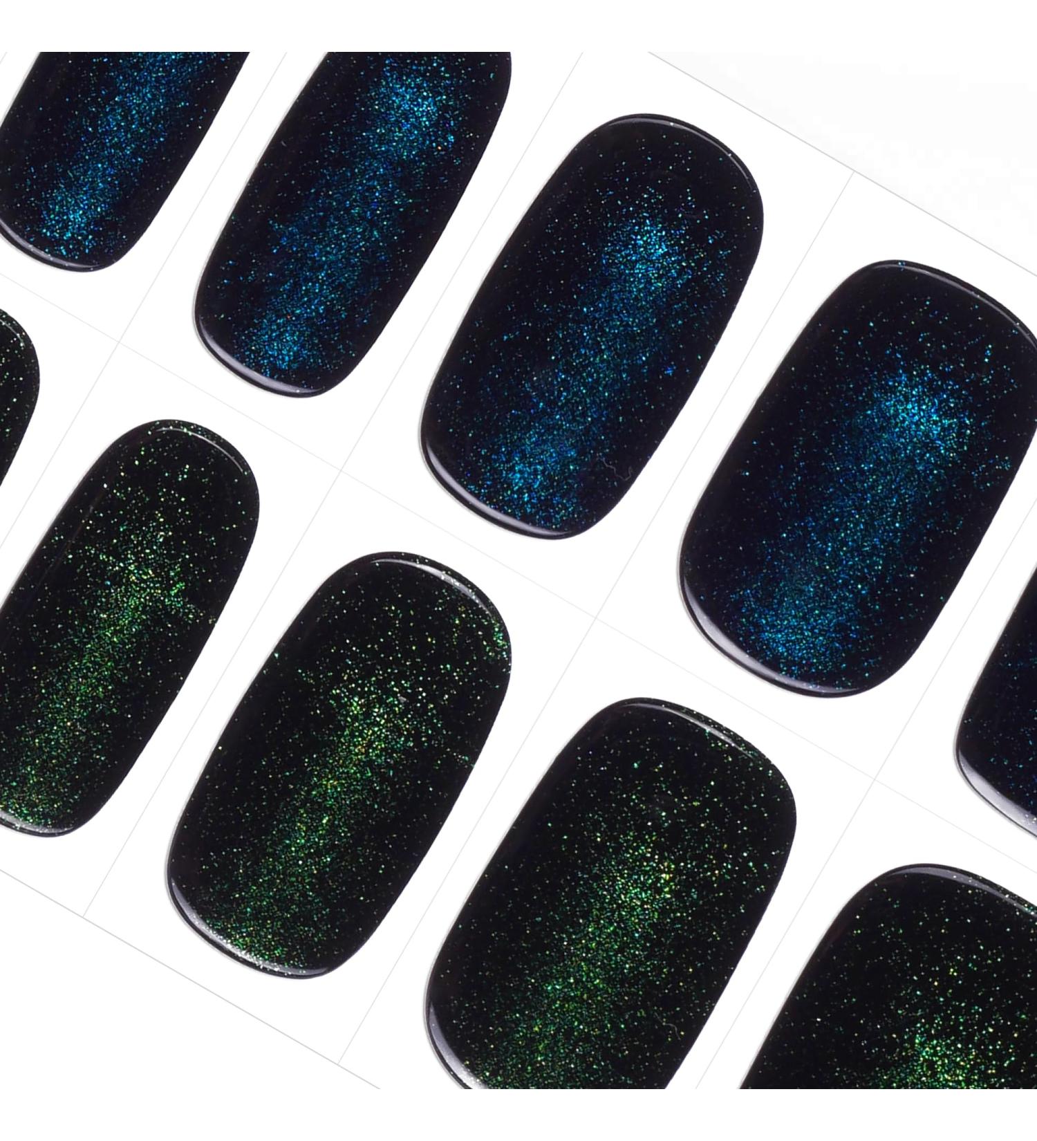 Danni & Toni Oceanic Panther Gel Nail Films - Blue & Green Cat Eye Glossy UV Design | Self-Adhesive Nail Wraps - Buy Online on GoSupps.com