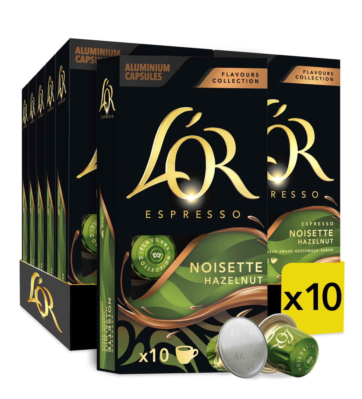L'OR Espresso Coffee - 100 Capsules - Hazelnut - Rich - Expressive - Nespresso * Compatible (10 packs of 10 aluminum capsules) - Buy Online on GoSupps.com