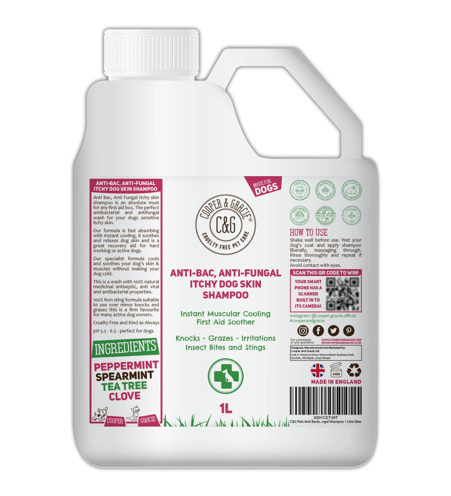 Dog Shampoo For Itchy Skin Antibacterial And Antifungal | Natural Medicated Low Lather Safe Formula | Fast Absorbing and Skin Cooling First Aid | Great For Cuts Grazes Skin Irritation - Buy Online on GoSupps.com