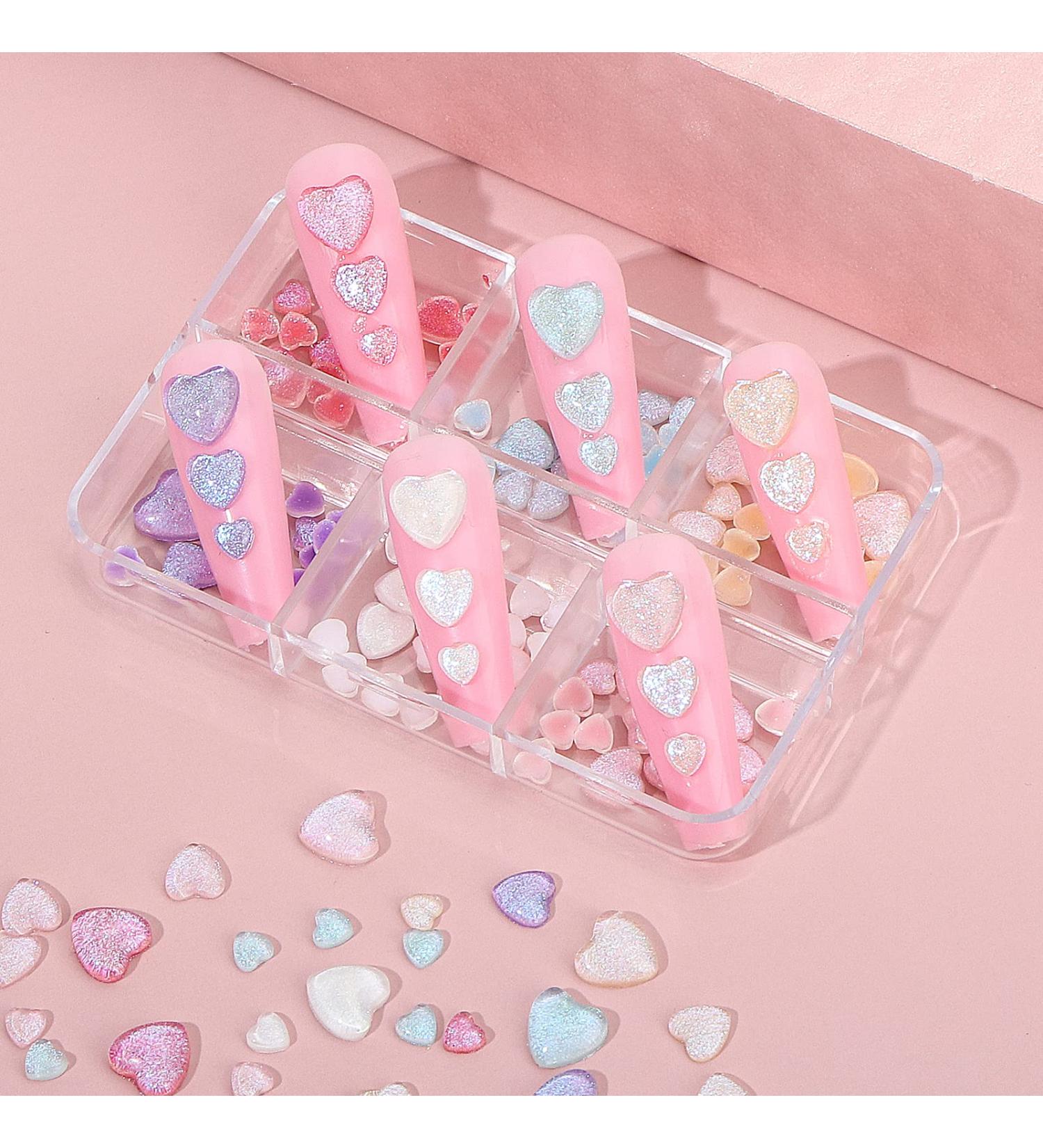 3D Heart Nail Charms Kit | Color Resin Shapes for Acrylic Nails | Nail Art Accessories for Women and Girls - Buy Online on GoSupps.com