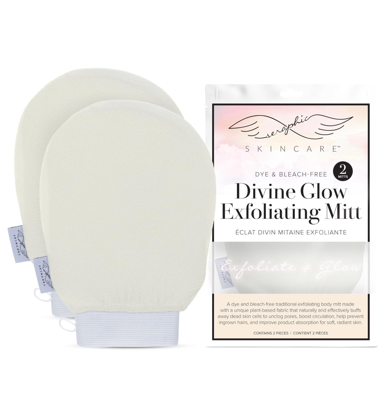 Seraphic Skincare Divine Glow Exfoliating Mitt - 2pcs | Vegan Dye-Free & Bleach-Free Korean Body Exfoliator for Self-Tan Removal & Keratosis Pilaris - Buy Online on GoSupps.com