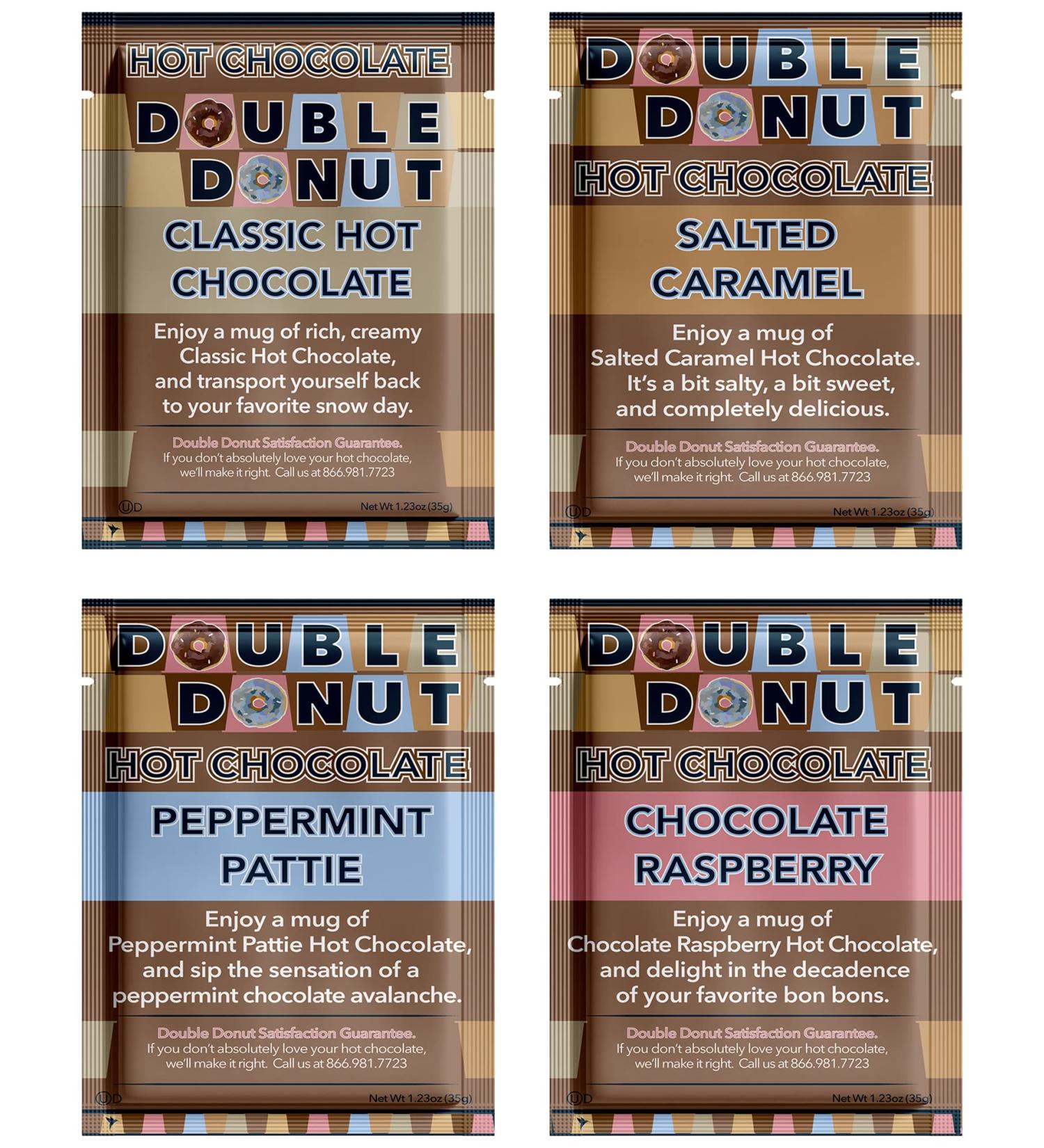 Gourmet Flavored Hot Chocolate Packets - Classic Chocolate, Raspberry, Salted Caramel & Peppermint Mix - 32 Count Gift Set - Buy Online on GoSupps.com
