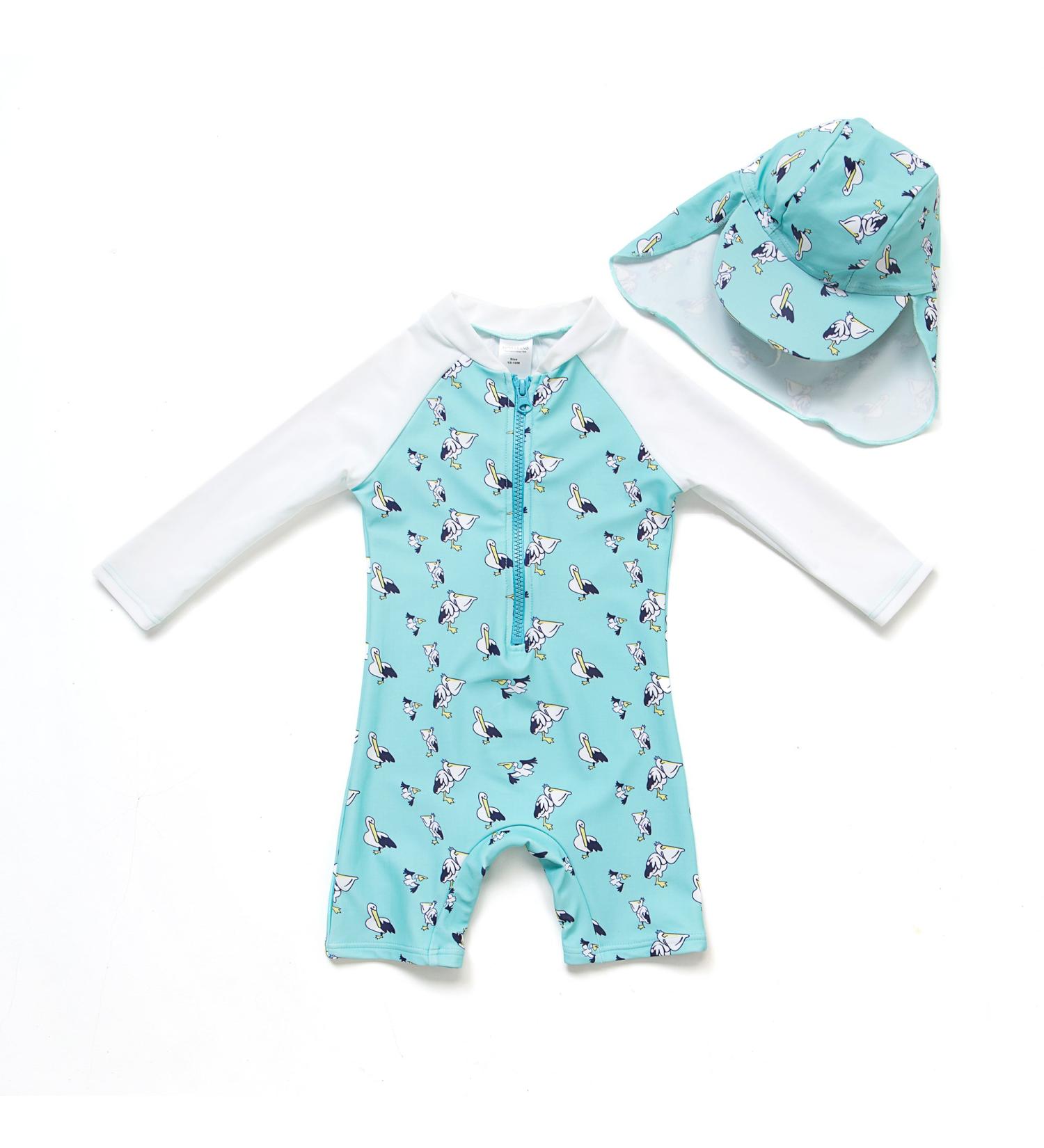 BONVERANO Baby Boy UV Protection Swimsuit | Long-Sleeved One Piece | Green | 12 Months - Buy Online on GoSupps.com