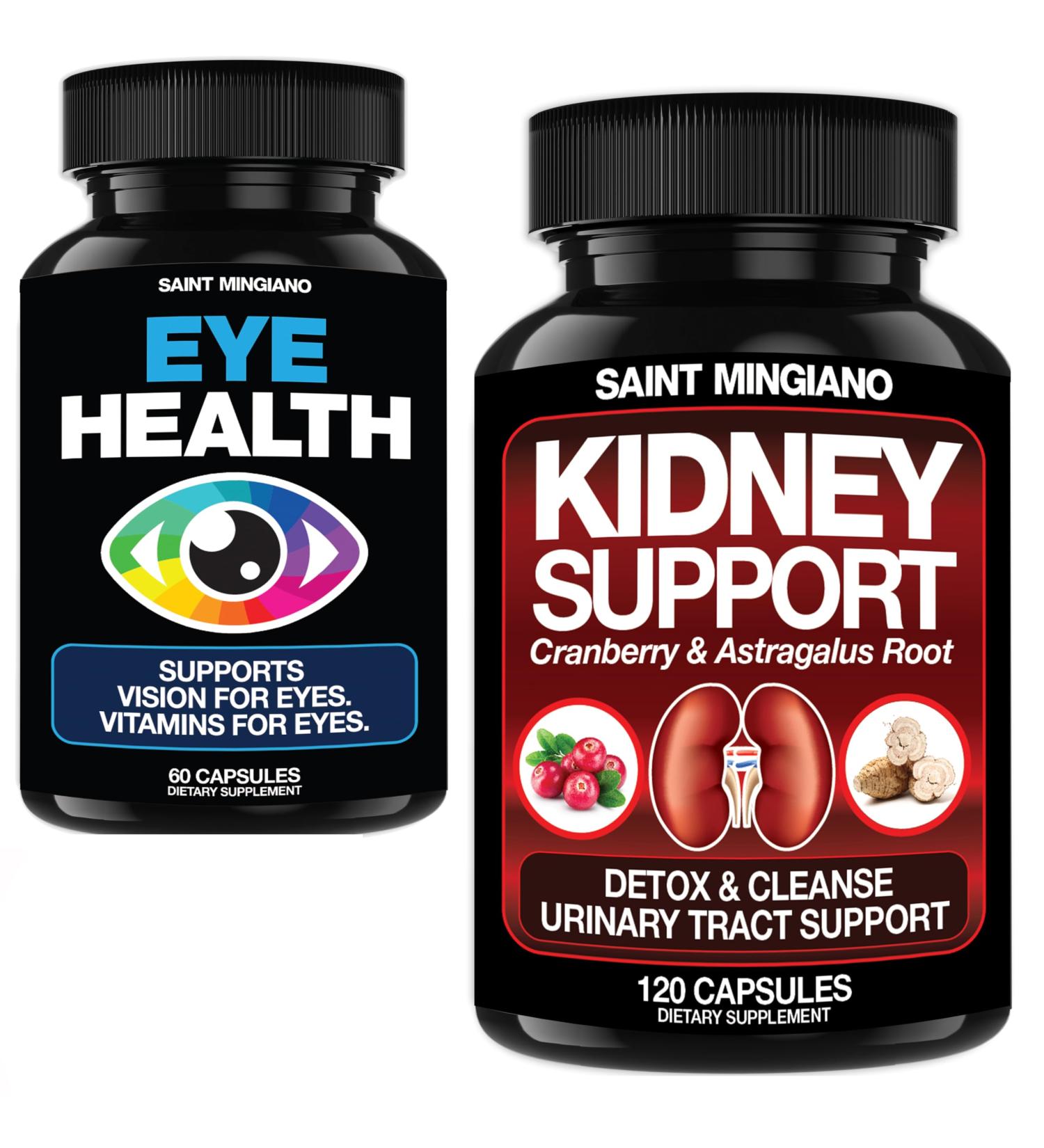 Saint Mingiano Kidney Support Cleanse Detox & Repair - with - Eye Care & Vision Vitamins - Buy Online on GoSupps.com