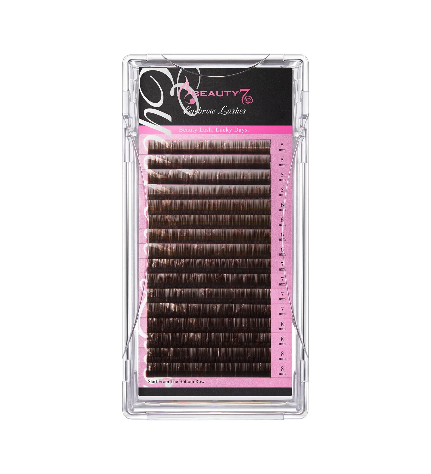 Buy Beauty7 Brown Eyebrow Extensions - Matte Individual False Lash Extensions Tray | Synthetic Mink 0.1mm Thickness Mixed Lengths Professional Tech - Buy Online on GoSupps.com