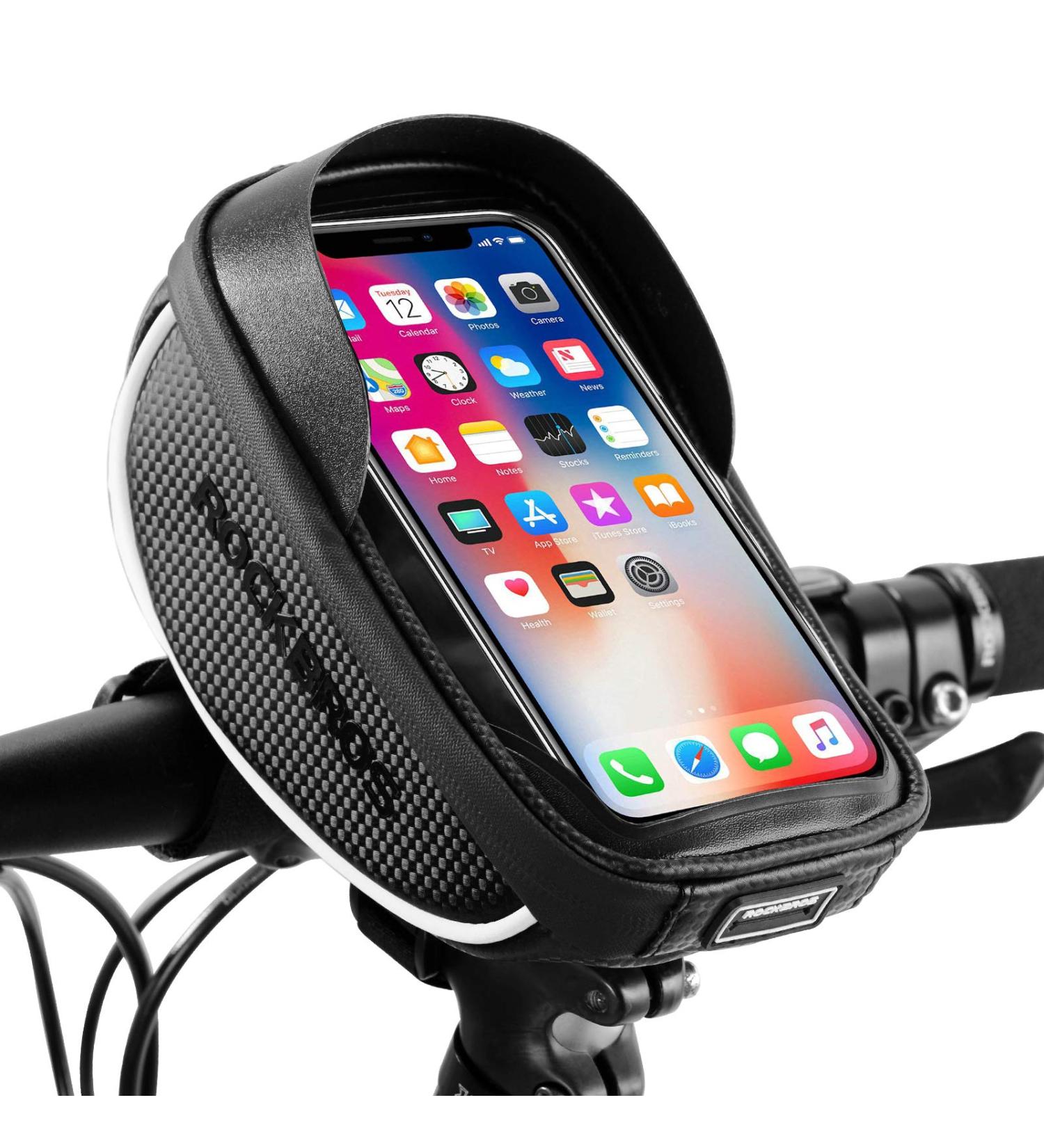 ROCKBROS Waterproof Bike Phone Mount Bag | Handlebar Holder Case for iPhone | Sensitive Touch Screen | Black, Size 1 - Buy Online on GoSupps.com