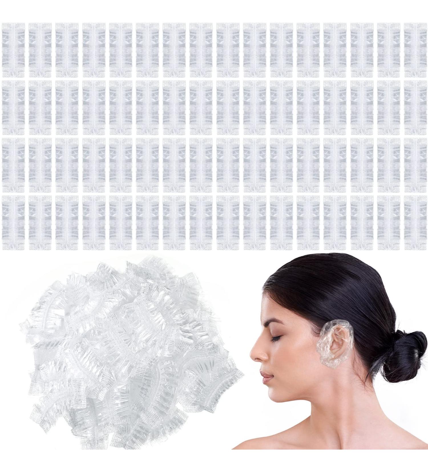 Sabary 1500 Pcs Waterproof Disposable Ear Covers for Shower - Clear Plastic Ear Protectors for Hair Dye, Bathing, Spa | Bulk Pack - Buy Online on GoSupps.com