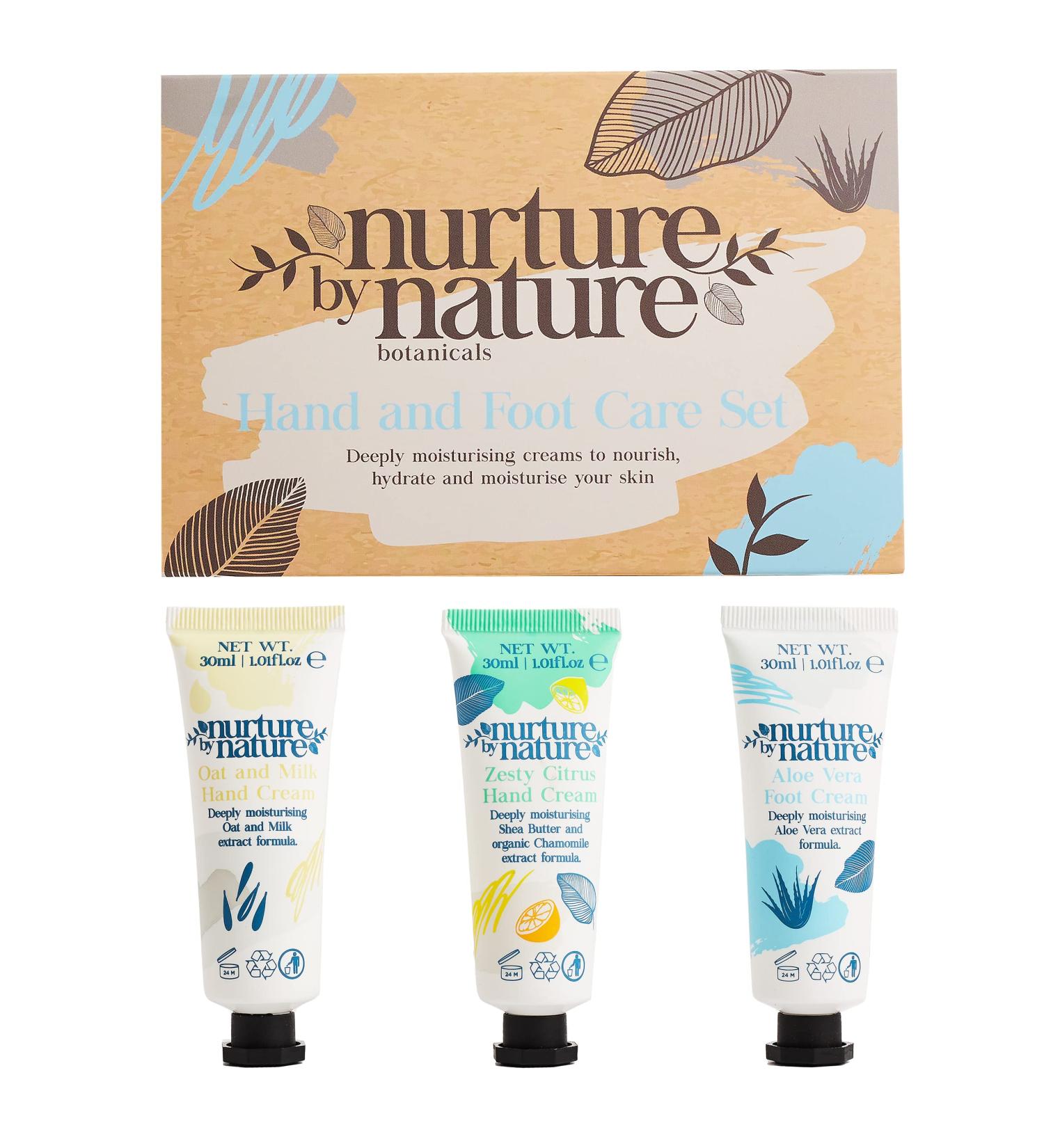 Nurture by Nature Hand & Foot Lotion Care Gift Set | 3 x 1fl oz | Organic Citrus Hand Cream with Shea Butter, Oat Milk & Aloe Vera | Small Mother's Day Gift - Buy Online on GoSupps.com