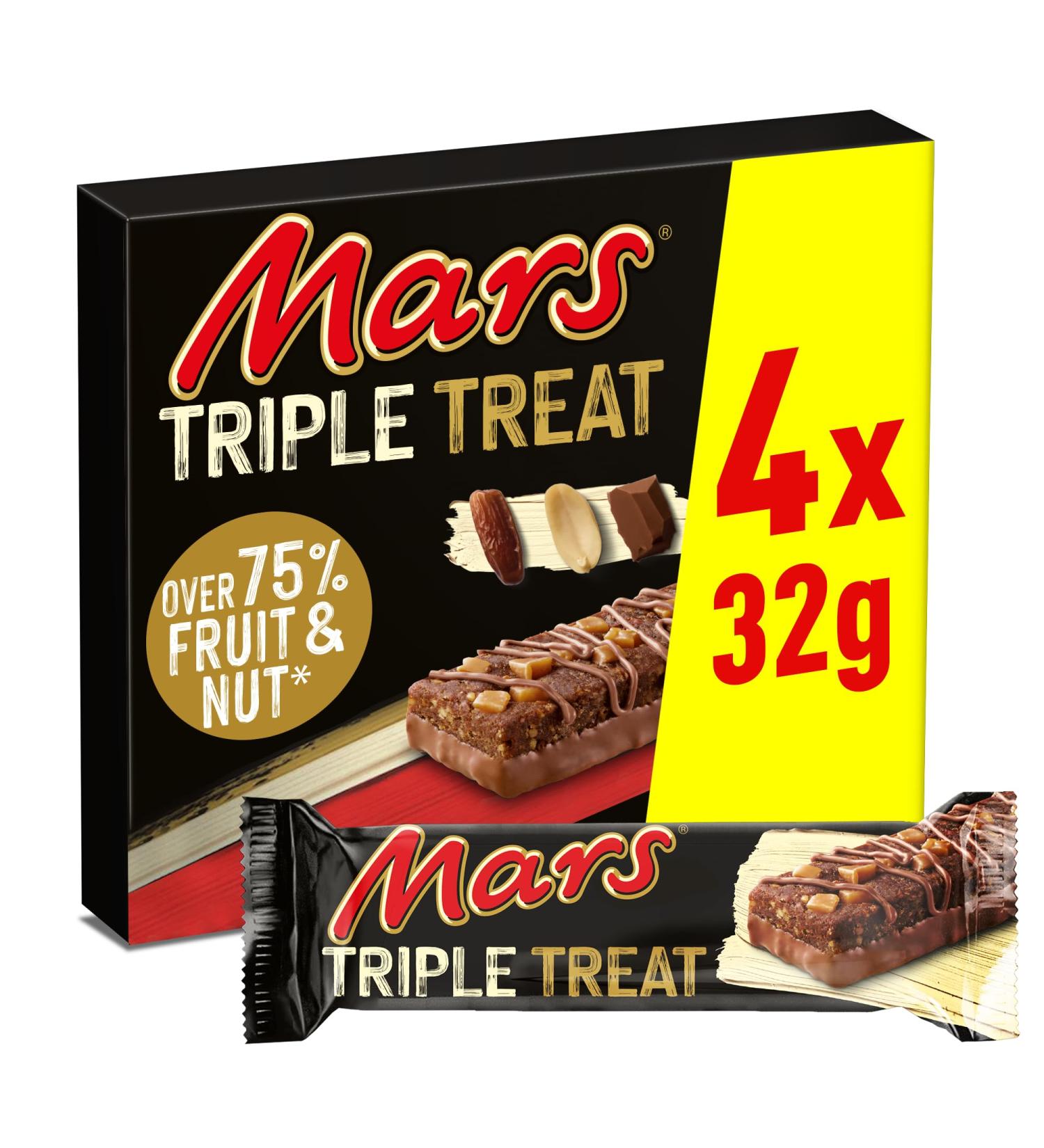 Mars Triple Treat Fruit & Nut Milk Chocolate Snack Bars Multipack 4x32g