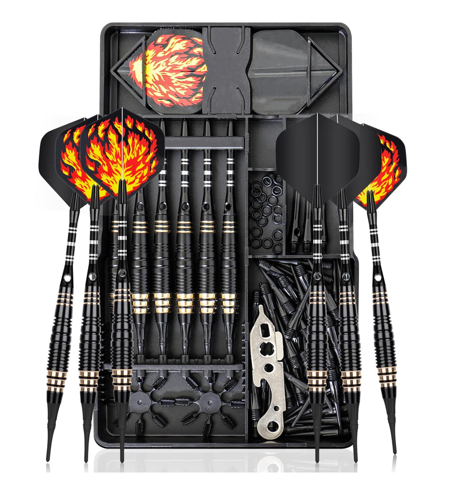 CareGames Soft Tip Darts 16g with Carry Case in Black/Blue/Green/Pink - Premium Game Set - Buy Online on GoSupps.com