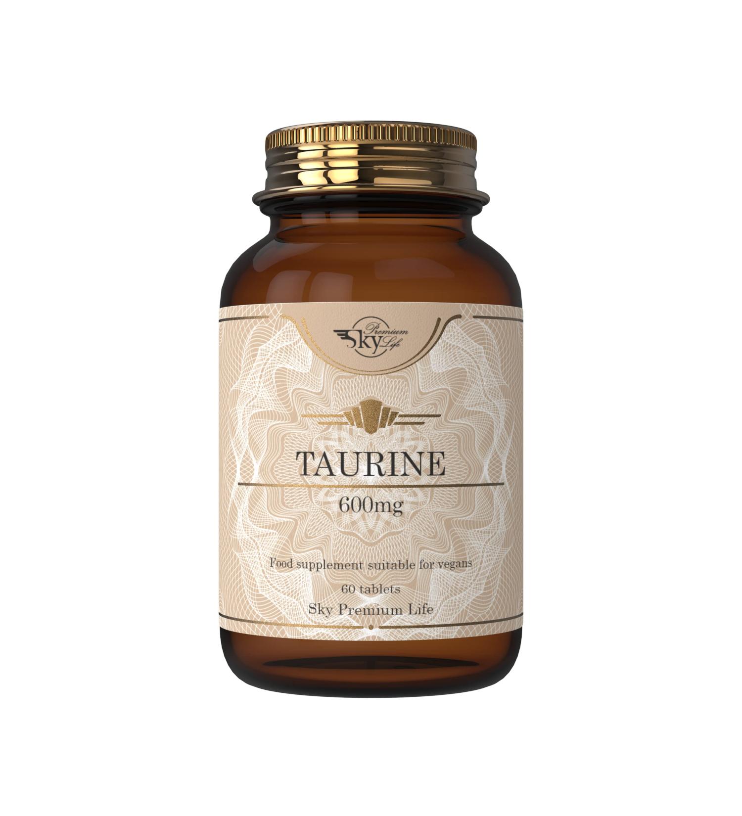 Sky Premium Life Taurine Supplement - 60 Amino Acid Food Supplements | 600mg Tablets, 2 Month Supply - Buy Online on GoSupps.com