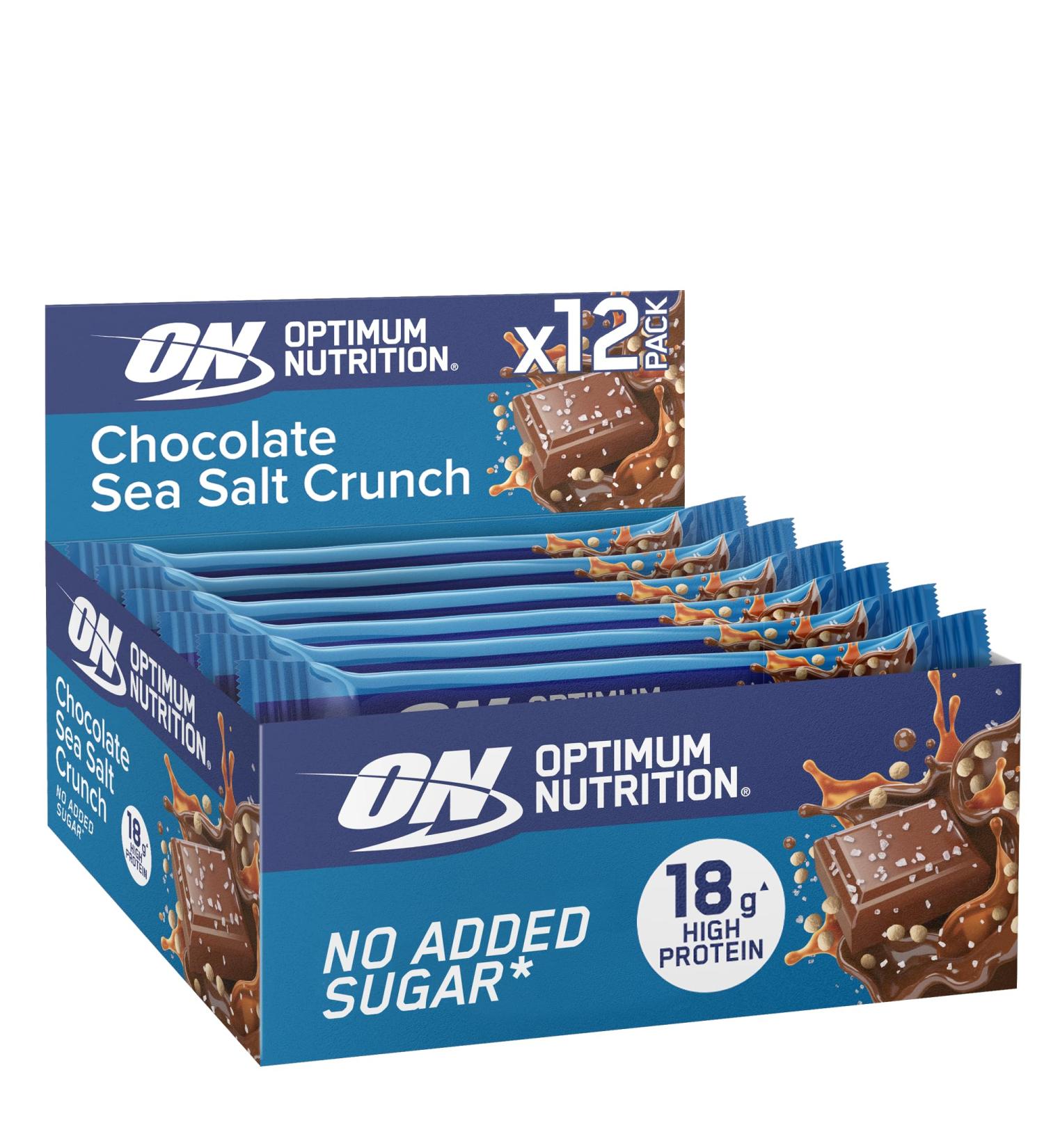 Optimum Nutrition Chocolate Sea Salt Crunch Protein Bars - 12 Pack, 55g Bars for Pre & Post Workout - Vegetarian Snack with No Added Sugar - Ideal Healthy Snack for Men and Women - Buy Online on GoSupps.com