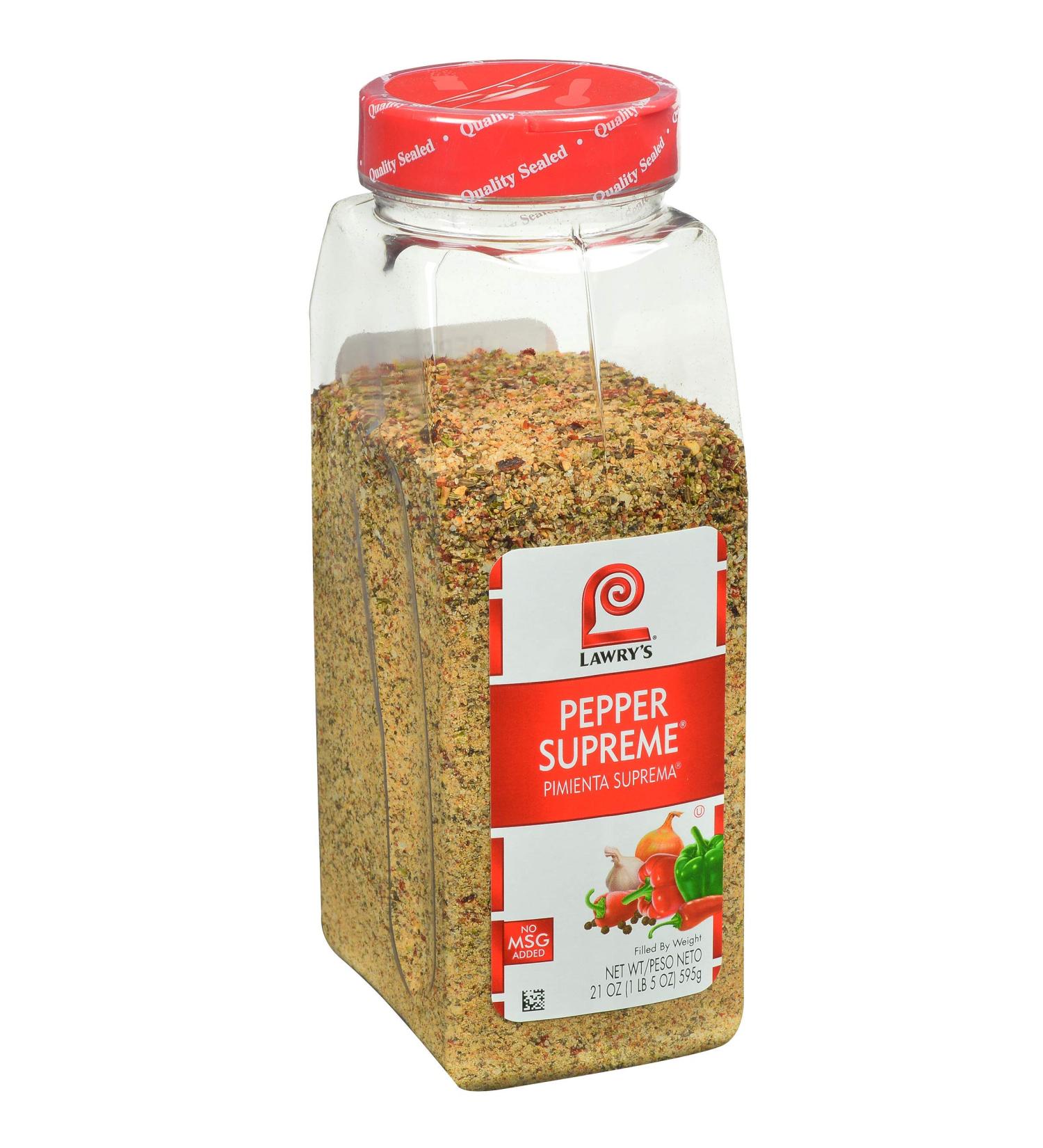 Lawry's Pepper Supreme Seasoning Blend 21 oz - Seven Pepper Spice for Steak, Chicken, Eggs & Veggies - Buy Online on GoSupps.com