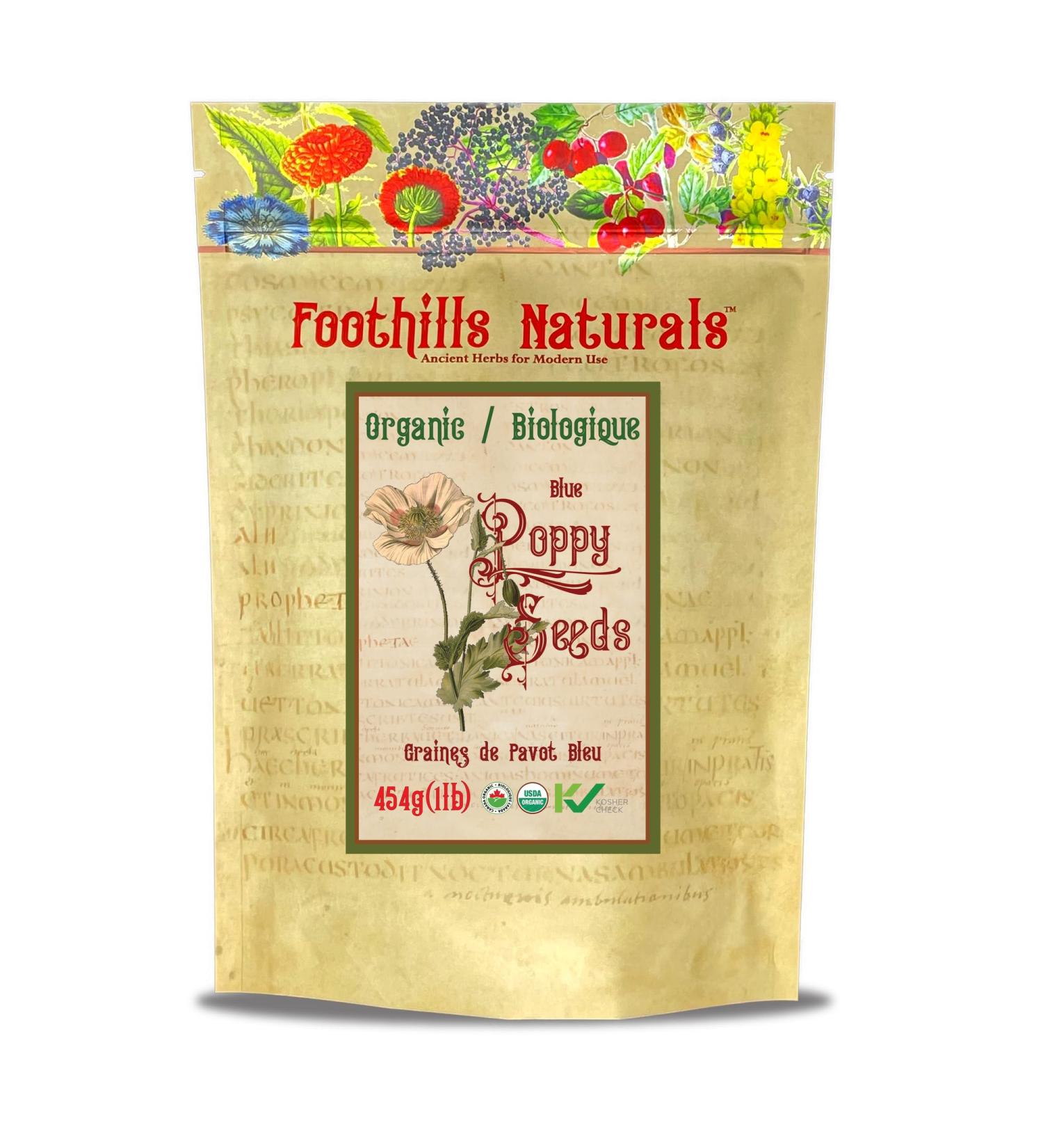 Foothills Naturals Poppy Seeds Organic - 1lb (454g) Bulk Baking No Additives - Buy Online on GoSupps.com