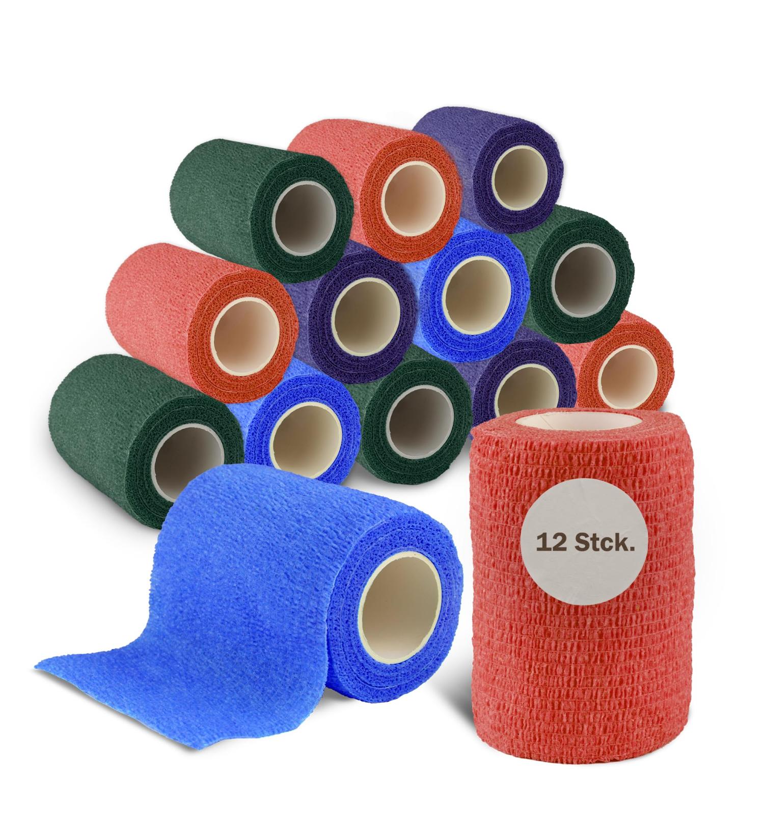 Nilo Self-Adhesive Association - 12 Rolls 7.5cm x 4.5m | Breathable & Elastic Self-Adhering Bandage for Animals & Humans - Color Mix - Buy Online on GoSupps.com