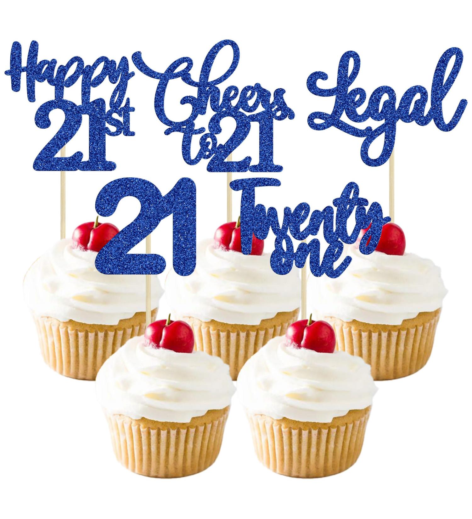 30 Pack Happy 21st Birthday Cupcake Toppers Dark Blue Glitter 21 Fabulous Cheers to 21 Years Old Birthday Cupcake Picks for Happy 21st Birthday Anniversary Party Cake Decorations 21st Dark Blue - Buy Online on GoSupps.com