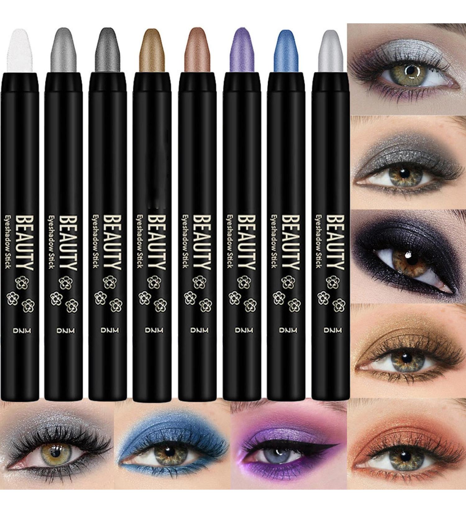 Eyeshadow Pen Cream Eyeshadow Stick | 8 Pieces Eye Highlighter Stick Waterproof Eyeshadow Stick Blendable Cream Long Lasting Eyeshadow Stick in - Buy Online on GoSupps.com