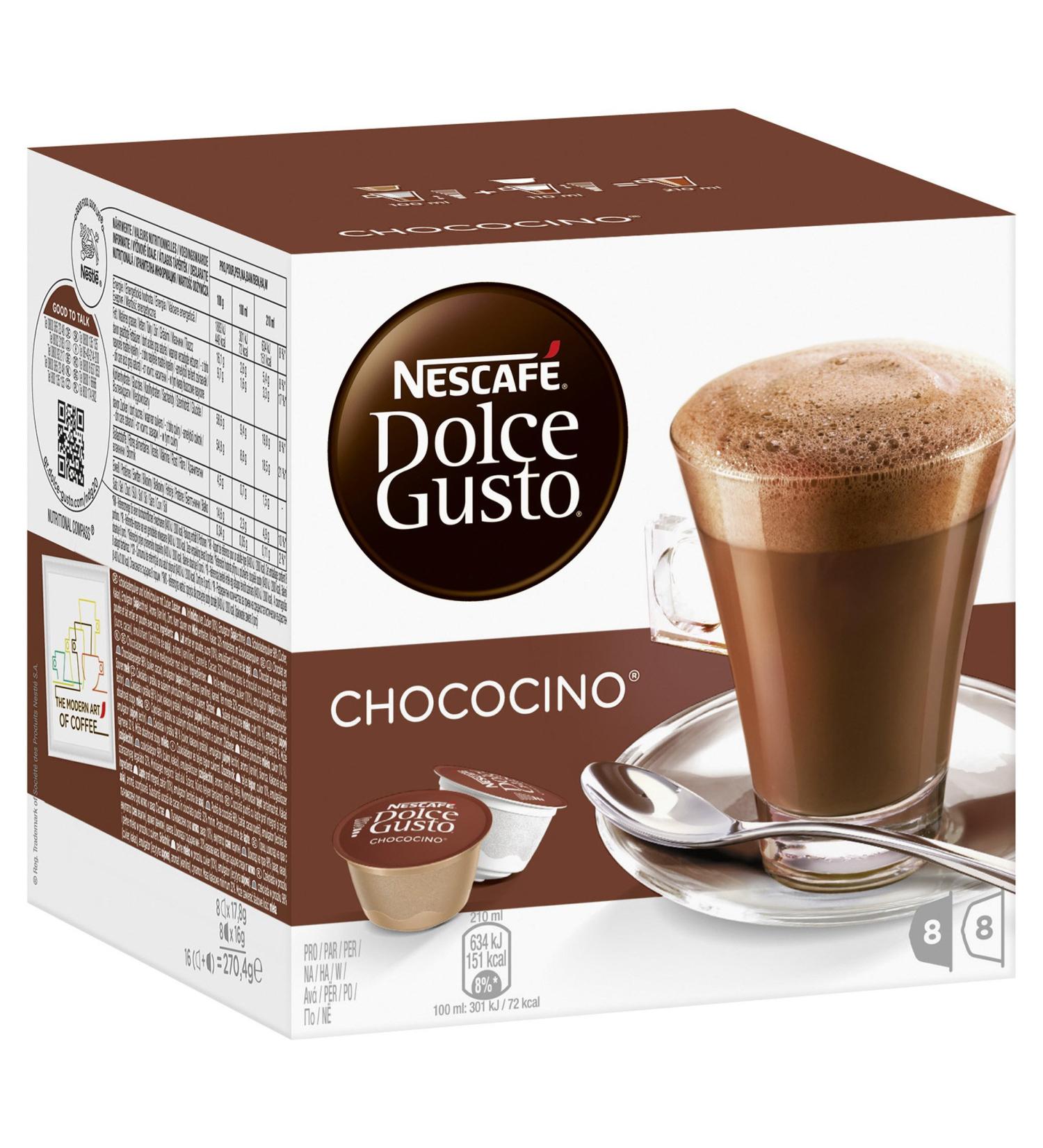 Nescafé Dolce Gusto Chococino Cacao, Capsule au Cacao, Chocolat, 16 Capsules (8 Servings)