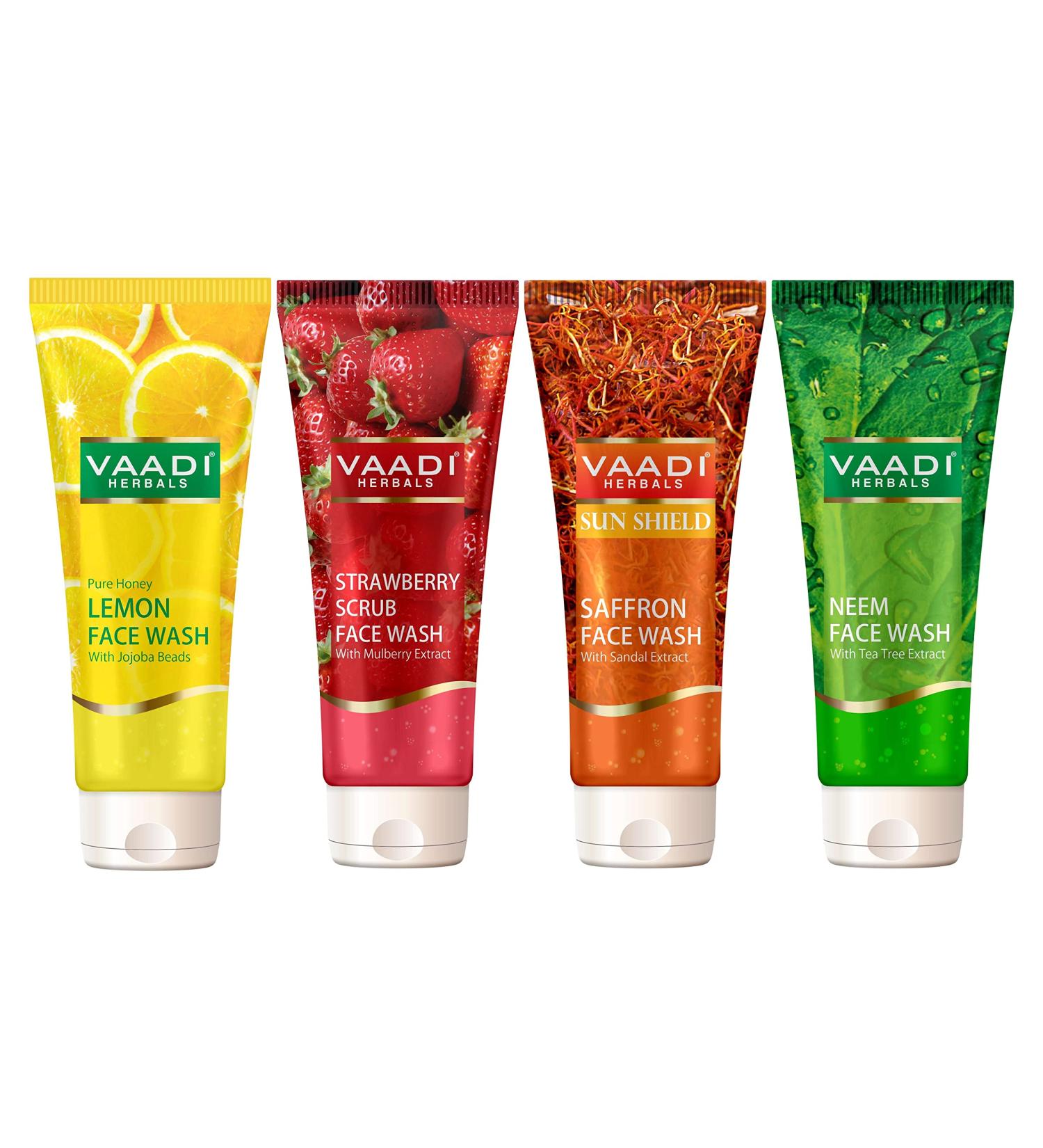 Vaadi Herbals Assorted Herbal Face Wash 60ml (Pack of 4)