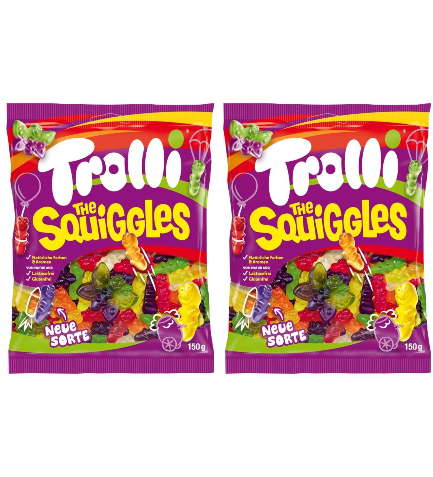 Trolli Squiggles Gummy Sweets Gluten-Free & Lactose-Free 6 Fruity Fun Flavours 150g - 2x Share Bags - Buy Online on GoSupps.com